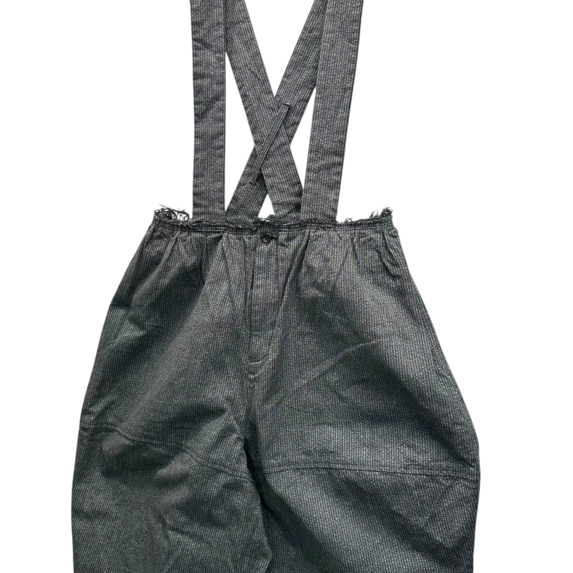 BLACK COMME des GARCONS(ブラックコムデギャルソン) 16SS Striped All-Over Print Hanging Wide Shorts ストライプ 総柄 吊り ワイド ショーツ ハーフパンツ 1Q-P005 XS グレー×ブラック AD2015