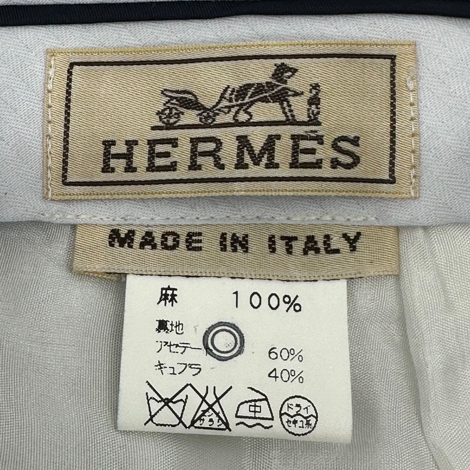 HERMES(エルメス) Linen Straight Trouser Pants リネン ストレート トラウザー パンツ 52(XL程度) ネイビー スラックス