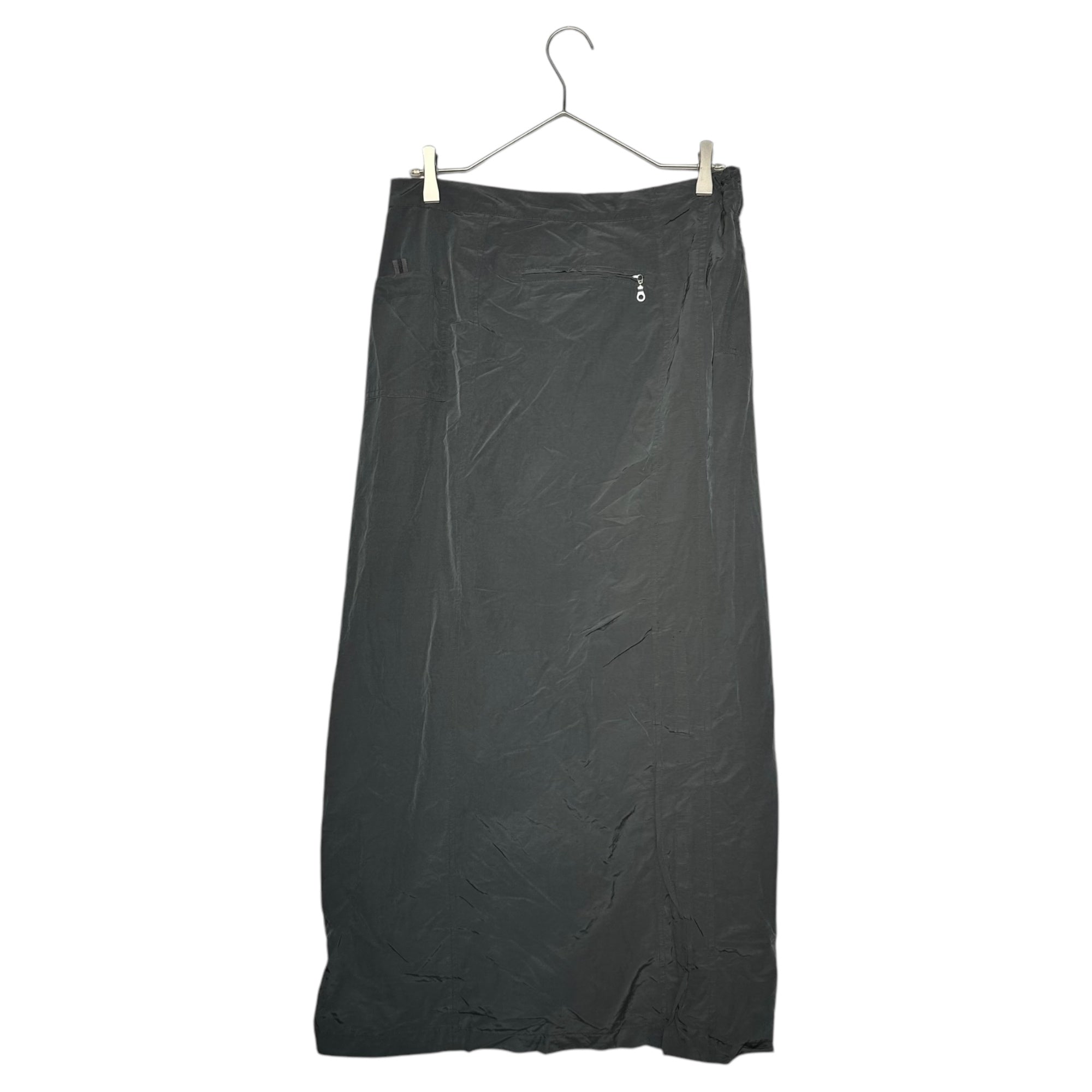 i Blues(イブルース) 00's Nylon Gimmick Slit Long Skirt ナイロン ギミック スリット ロング スカート 42(L程度) グレー