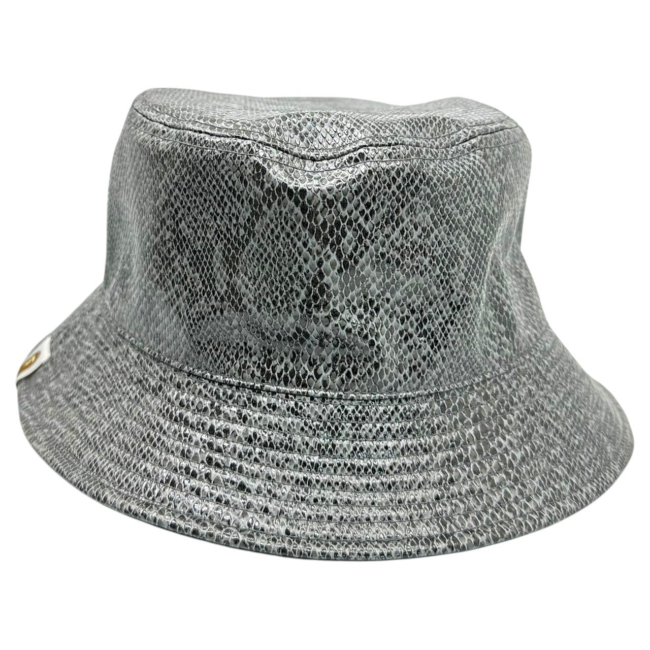 A BATHING APE(アベイシングエイプ) Logo Python Pattern Reversible Bucket Hat ロゴ パイソン柄 リバーシブル バケット ハット 001HTI801001M グレー×ブラック