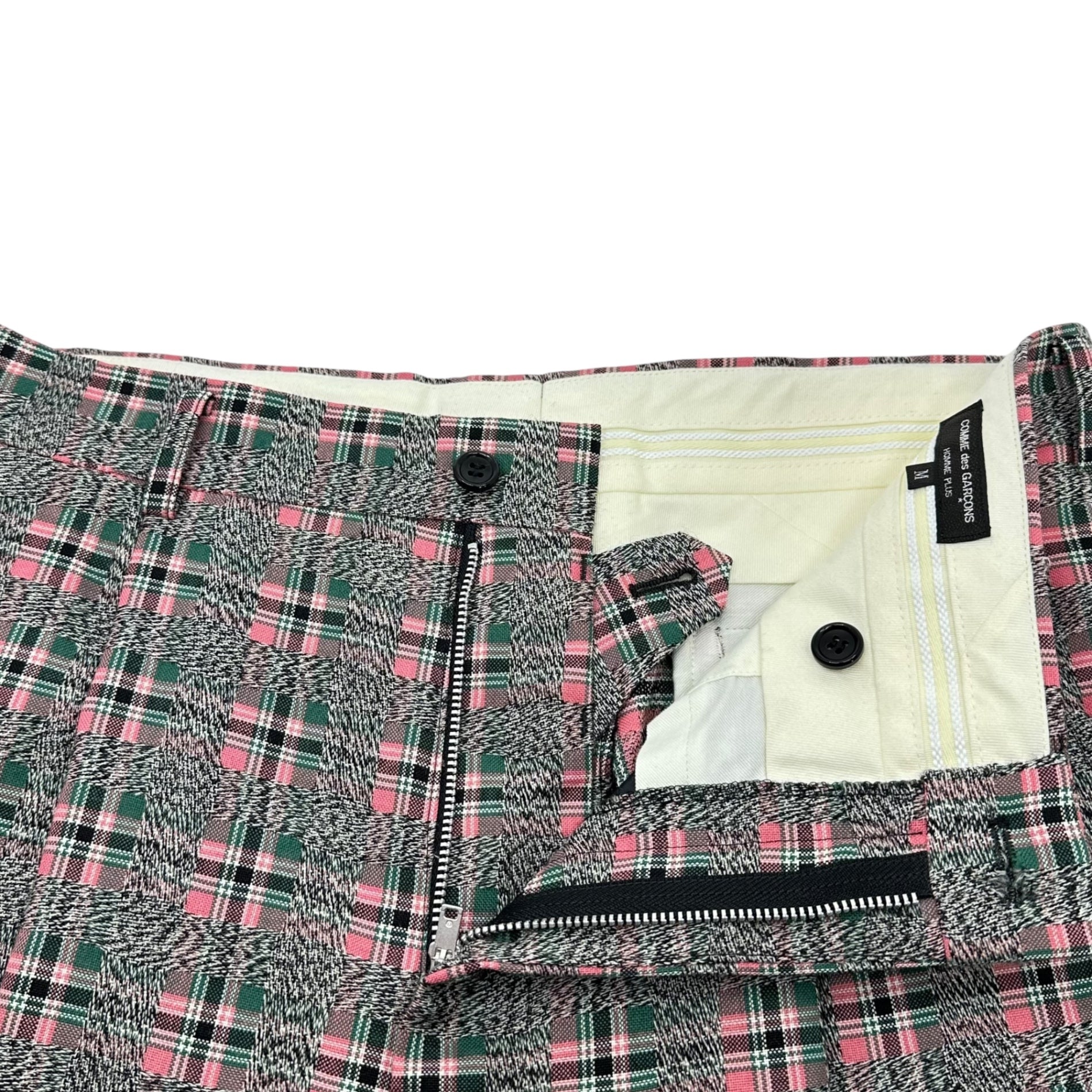 COMME des GARCONS HOMME PLUS(コムデギャルソンオムプリュス) 20AW Tartan Check Wide Slacks Pants タータン チェック ワイド スラックス パンツ PF-P042 M グレー×ピンク AD2020 SAMPLE品