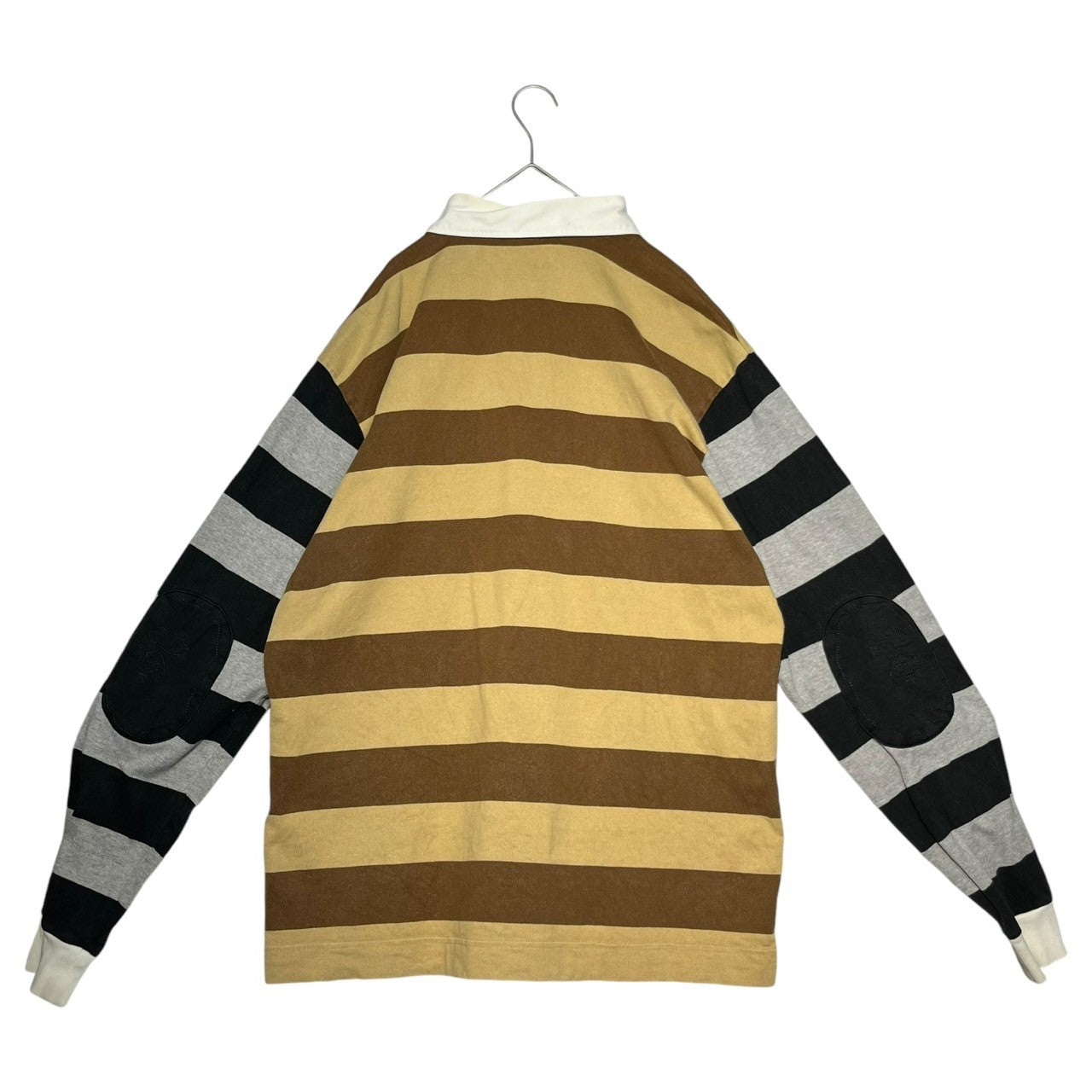 BAPE BY A BATHING APE(ベイプ バイ ア ベイシングエイプ) 00's One point logo switching long sleeve rugby shirt ワンポイント ロゴ 切替 長袖 ラグビーシャツ ラガーシャツ 猿 L パープル×グレー×ブラック