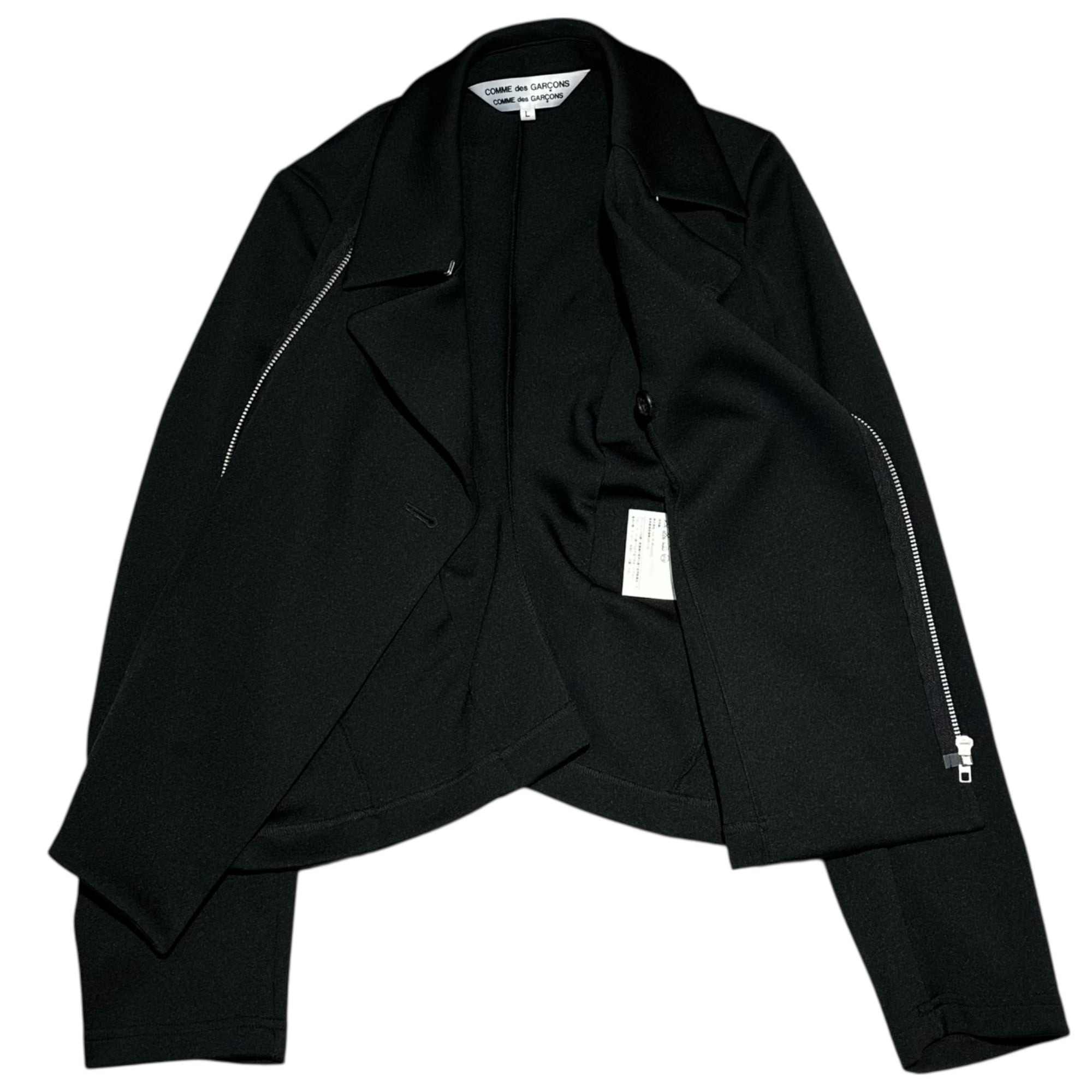 COMME des GARCONS COMME des GARCONS(コムデギャルソンコムデギャルソン) 12SS Back Design Seam Polyester Rider Jacket バック デザイン シーム ポリエステル ライダース ジャケット RI-J026 L ブラック AD2011
