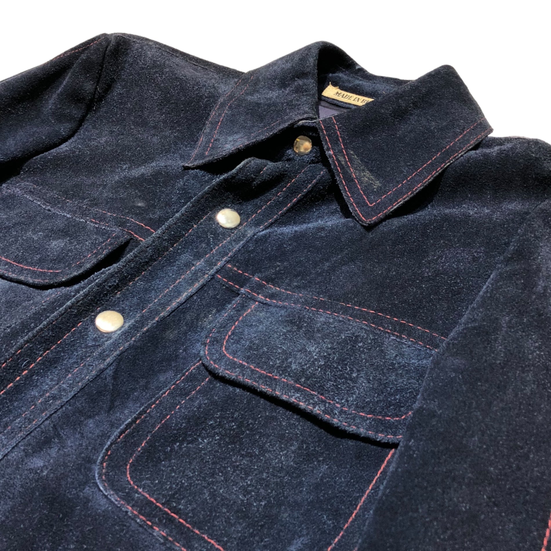 WILLIAM BARRY(ウィリアムバリー) 70's stitched suede jacket ステッチ スウェード ジャケット S ネイビー styled by william barry 70年代 ヴィンテージ シャツ
