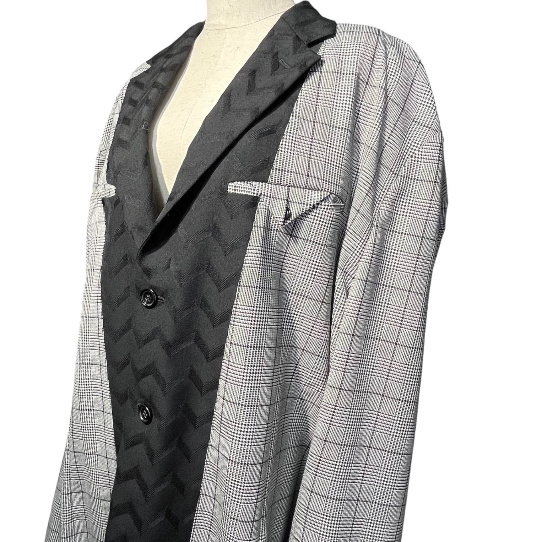 COMME des GARCONS HOMME PLUS(コムデギャルソンオムプリュス) 21AW Layered type check jacket レイヤードタイプ チェック ジャケット PH-J001 M グレー×ブラック AD2021 DARKROOM期