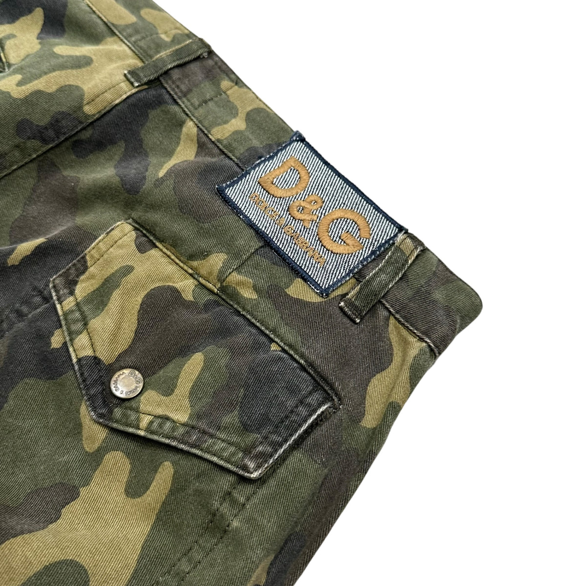 D&G(ディー&ジードルガバドルチェ&ガッバーナ) 1990's Multifunctional Camouflage Cargo Pants with Pockets and Zippered Hems 多機能 ポケット 裾ジップ カモフラ カーゴパンツ 32 カーキ 90's アーカイブ 稀少