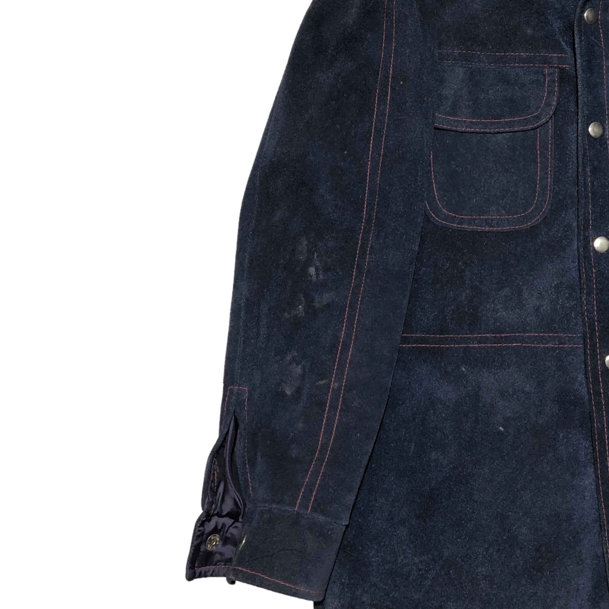 WILLIAM BARRY(ウィリアムバリー) 70's stitched suede jacket ステッチ スウェード ジャケット S ネイビー styled by william barry 70年代 ヴィンテージ シャツ