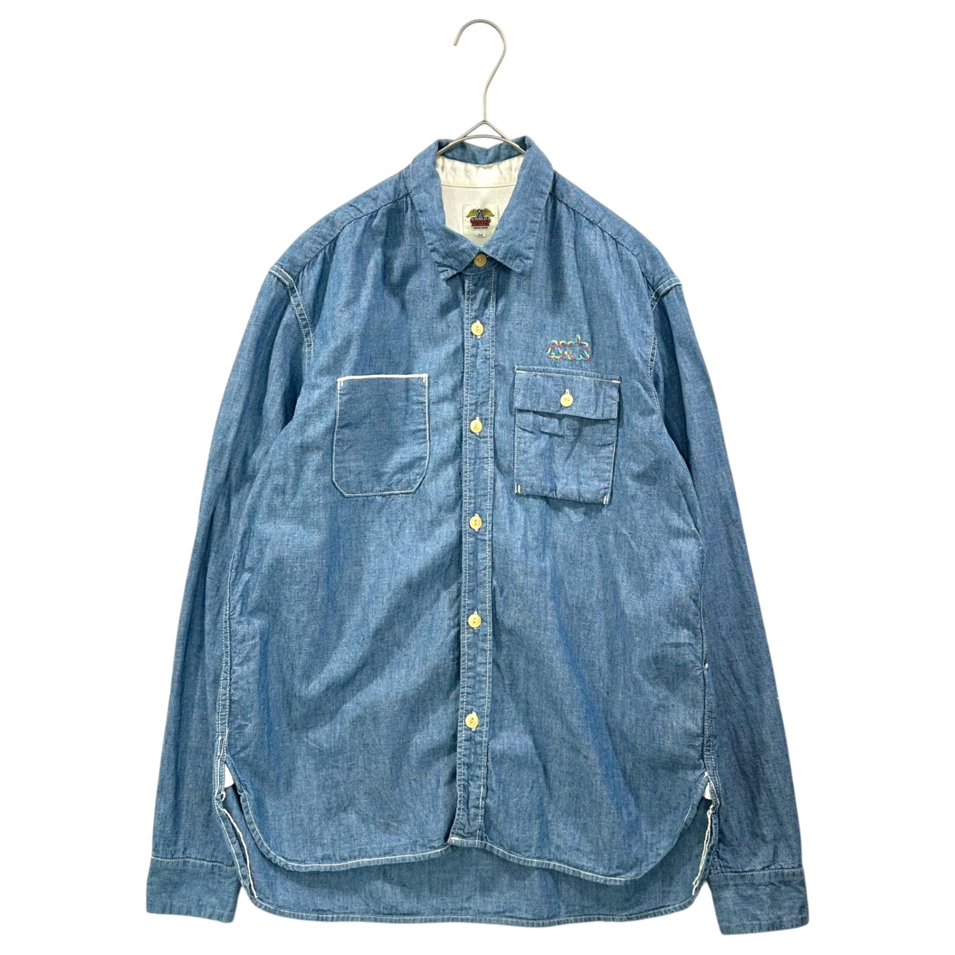 ANOKHA(アノーカ) 00's Let It Ride Embroidered L/S Shirt レットイットライド 刺繍 長袖 シャツ M インディゴ×イエロー