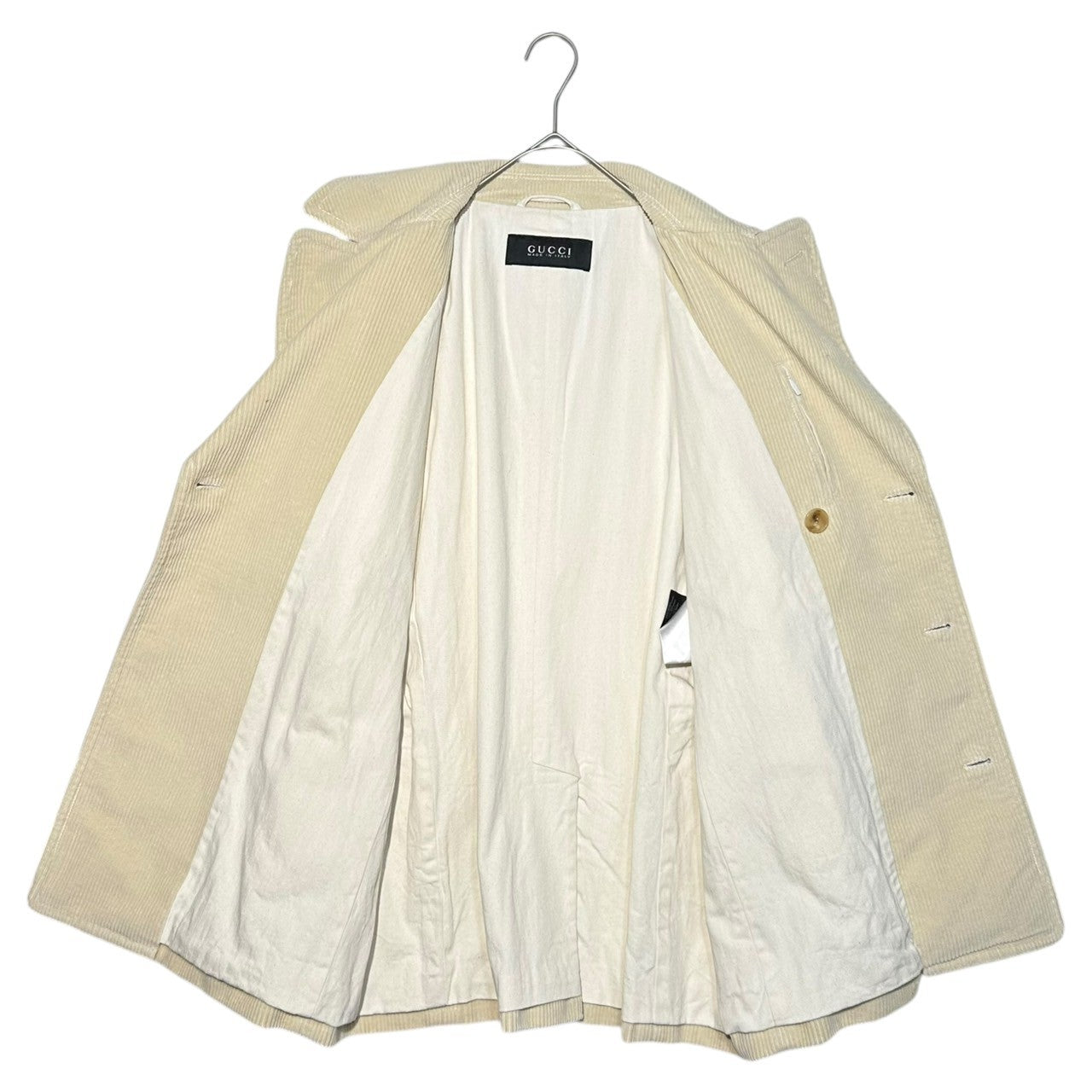 GUCCI(グッチ) Corduroy Double-Breasted Half Coat コーデュロイ ダブルブレスト ハーフ コート 308171 Z3511 52 アイボリー
