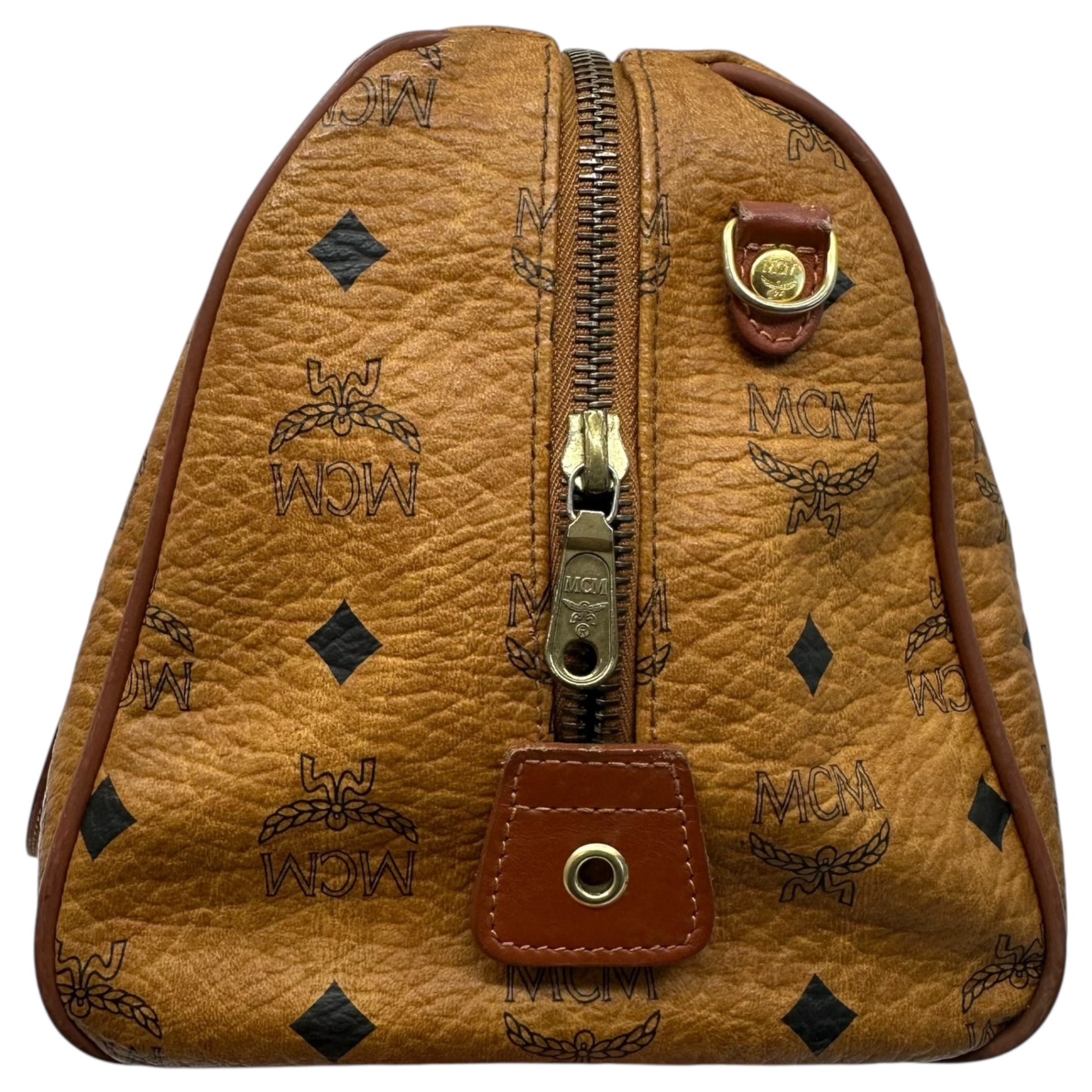 MCM(エムシーエム) Monogram Mini Boston Bag モノグラム ミニ ボストン バッグ ブラウン ハンド