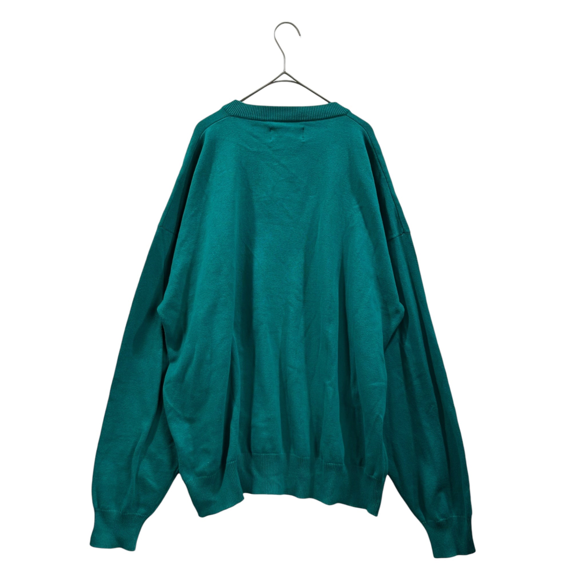 Eddie Bauer(エディーバウアー) 80's~90's UK made V-neck cotton knit Vネック コットン ニット XL グリーン 80年代~90年代 ヴィンテージ UNITED KINGDOM