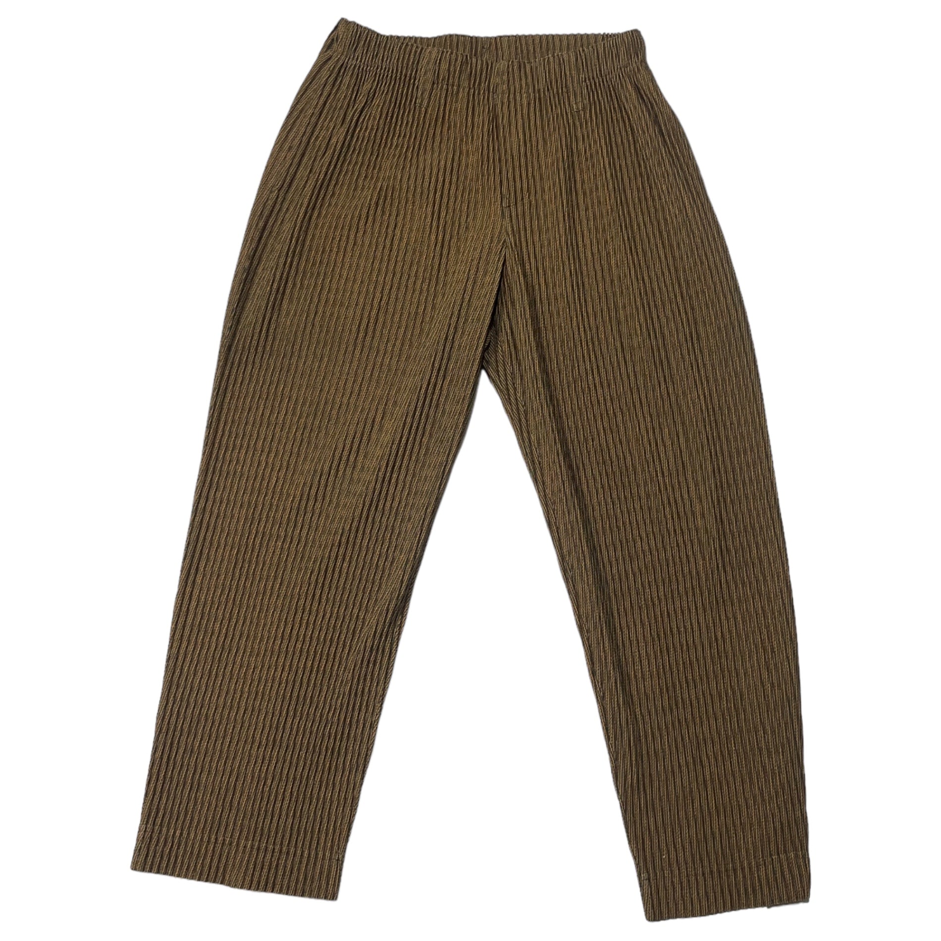 HOMME PLISSE ISSEY MIYAKE(オムプリッセイッセイミヤケ) ZIPPER CHAIN pleated pants プリーツ スラックス パンツ HP23JF163 SIZE 1(S) ブラウン×カーキ