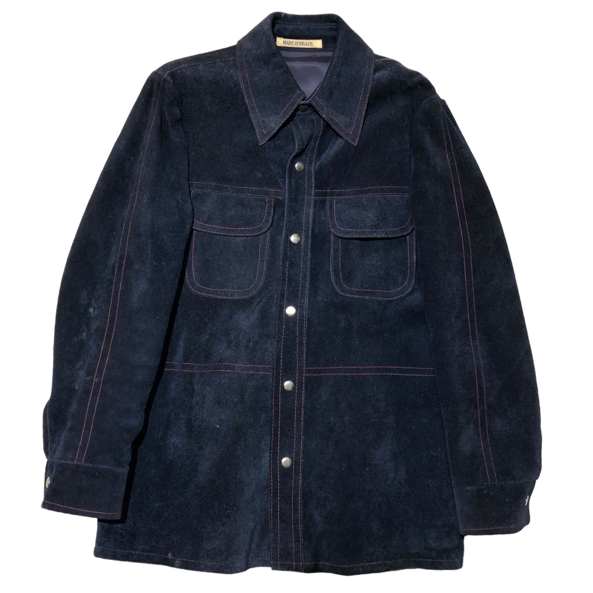 WILLIAM BARRY(ウィリアムバリー) 70's stitched suede jacket ステッチ スウェード ジャケット S ネイビー styled by william barry 70年代 ヴィンテージ シャツ