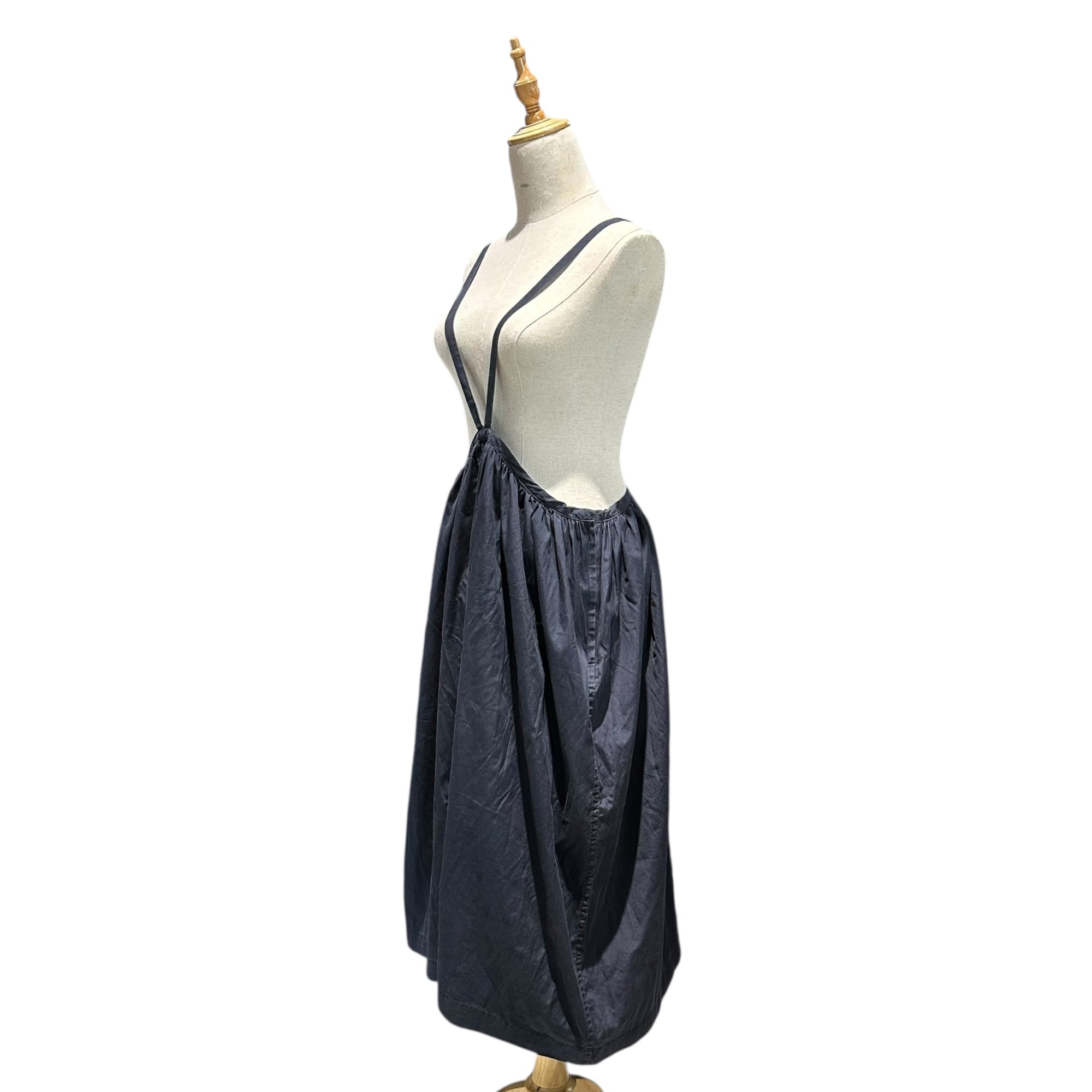 robe de chambre COMME des GARCONS(ローブドシャンブルコムデギャルソン) 80~90's Vintage Cotton Suspenders Skirt 80年~90年代 ヴィンテージ コットン サスペンダー 吊り スカート ネイビー AD表記消え