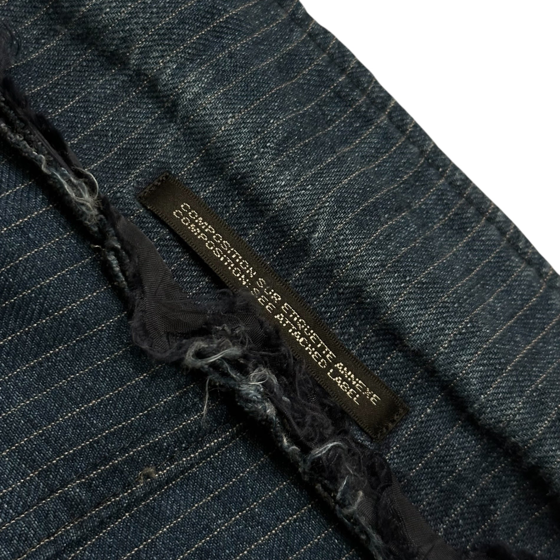 YOHJI YAMAMOTO POUR HOMME(ヨウジヤマモトプールオム) Indigo-Dyed Stand-Collar Striped Linen Jacket インディゴ染め スタンドカラー ストライプ リネン ジャケット 3(L程度) インディゴ×ホワイト タグ取れ