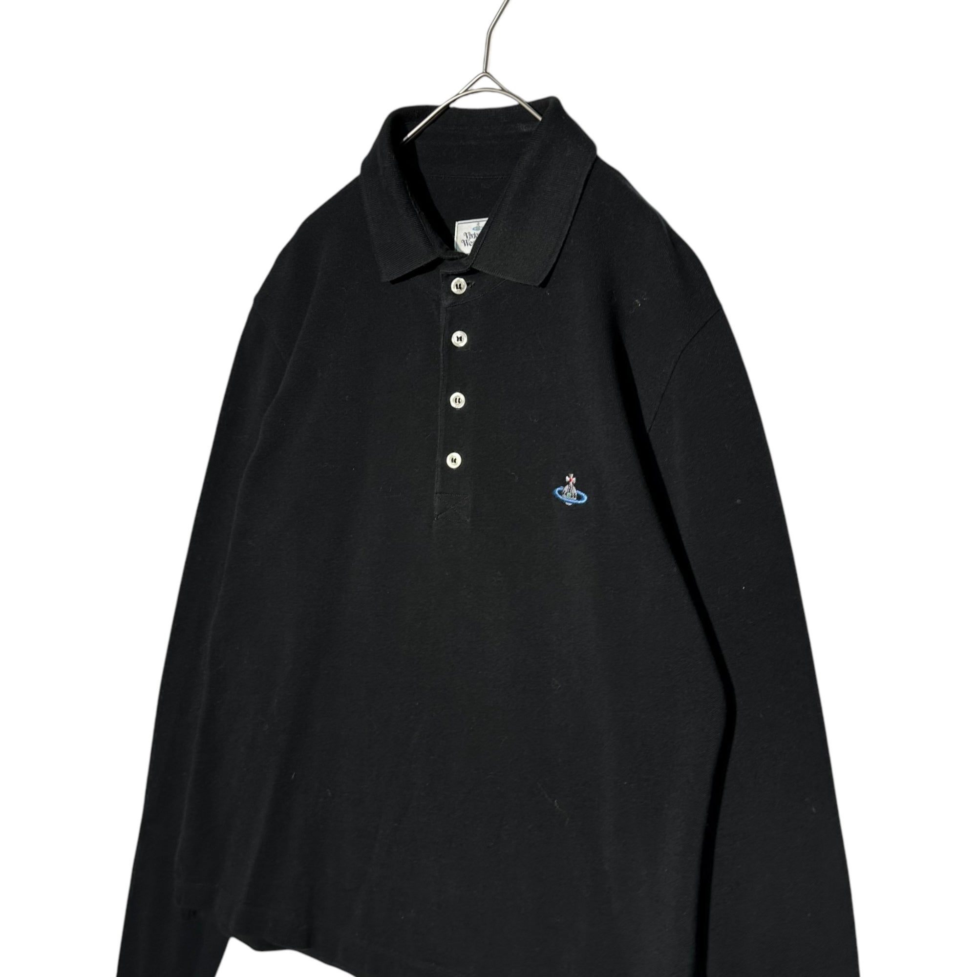 Vivienne Westwood MAN(ヴィヴィアンウエストウッドマン) 15SS Orb logo embroidered L/S polo shirt オーブロゴ 刺繍 長袖 ポロ シャツ S25GC0277 M ブラック