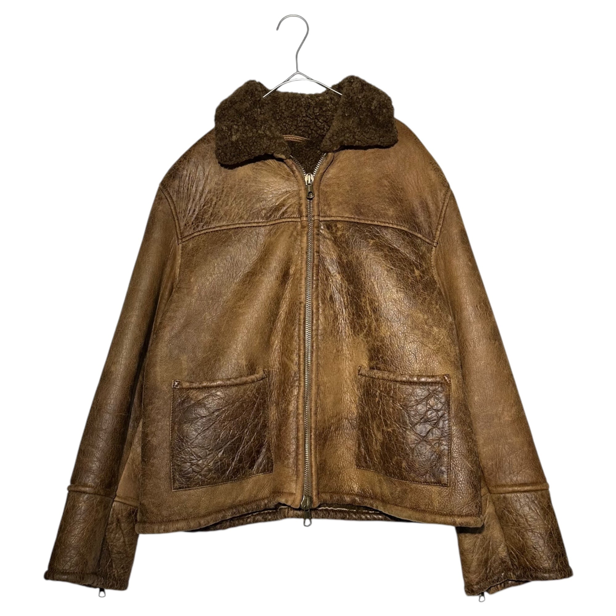 EMPORIO ARMANI(エンポリオアルマーニ) 90's Archive Mouton Jackets アーカイブ ムートン ジャケット 38(メンズSM程度) ブラウン ヴィンテージ