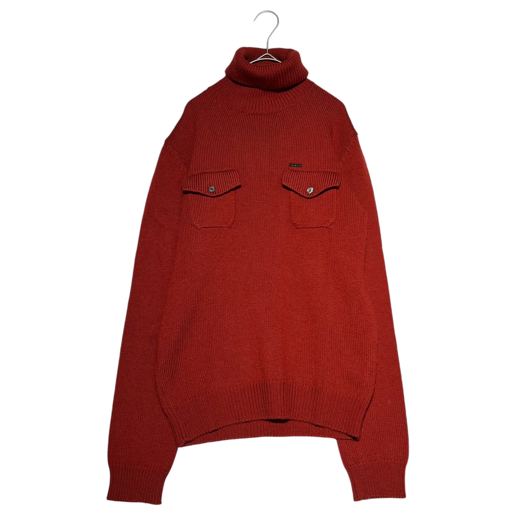 DSQUARED2(ディースクエアード) double pocket turtle neck knit ダブル ポケット タートルネック ニット S74HA0388 M レッド