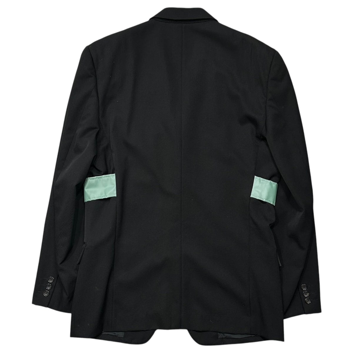 COMME des GARCONS HOMME PLUS(コムデギャルソンオムプリュス) 1995SS Vinyl-Parts Wool-Gabardine 3-Button Tailored Jacket ビニール パーツ ウール ギャバジン 3 ボタン テーラード ジャケット PJ-10002M M ブラック×ターコイズ AD1994 90s アーカイブ WORK期