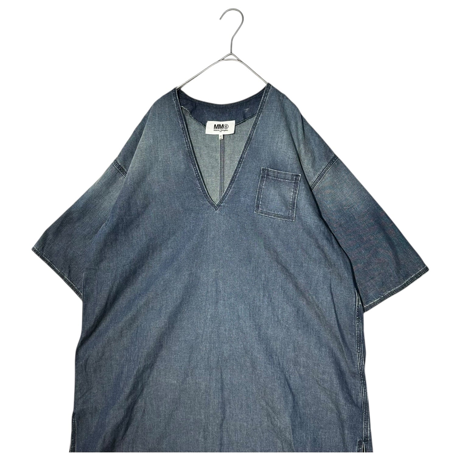 MM6 Maison Margiela(エムエムシックス) 19SS V-Neck Denim Smock Dress Vネック デニム スモック ワンピース S52CT0376 S30512 36(S程度) インディゴ