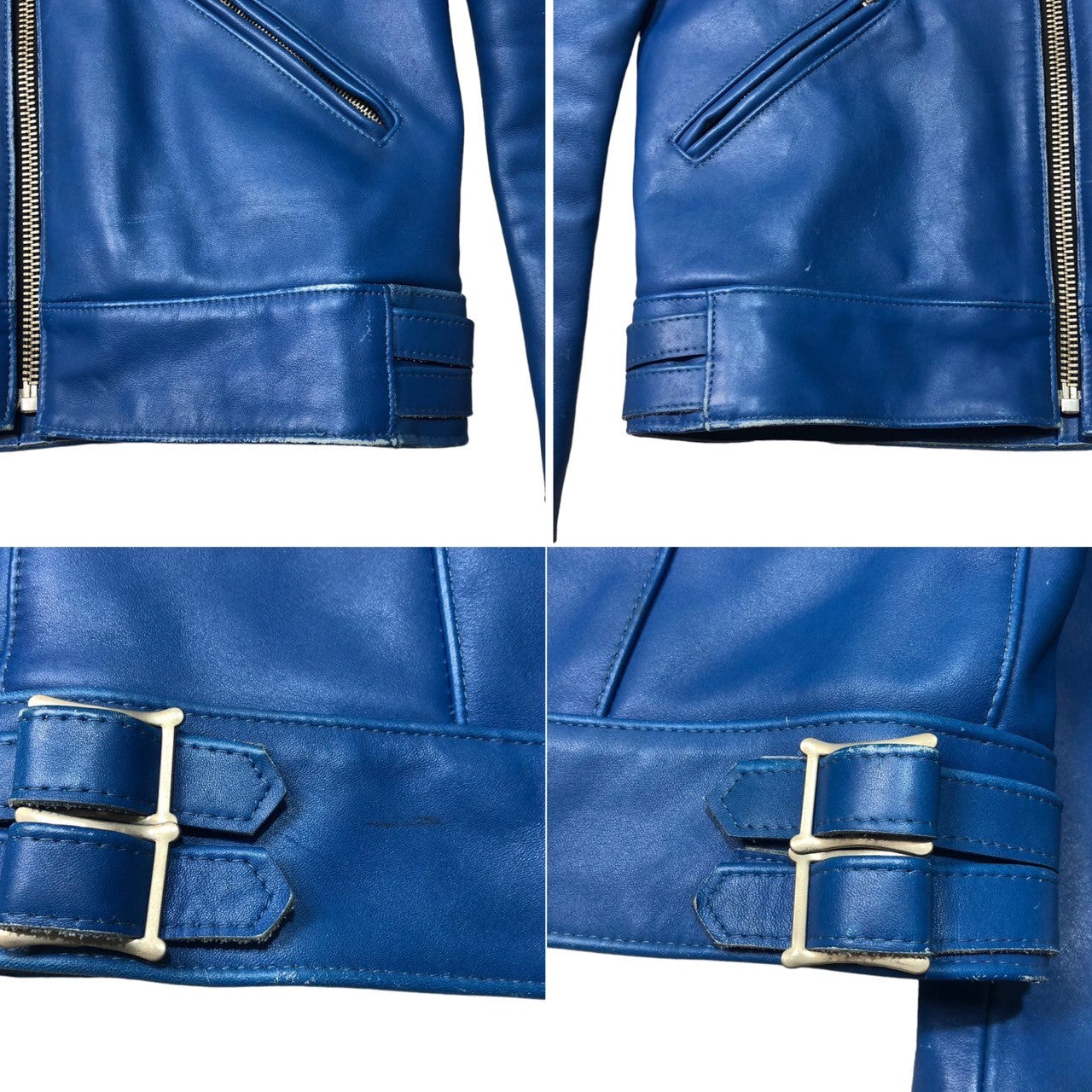 LEWIS Leathers(ルイスレザー) Twin stripes Super Sportsman ツイン ストライプス スーパー スポーツマン ライダース ジャケット レザー SIZE 38(S~M程度) ブルー×イエロー