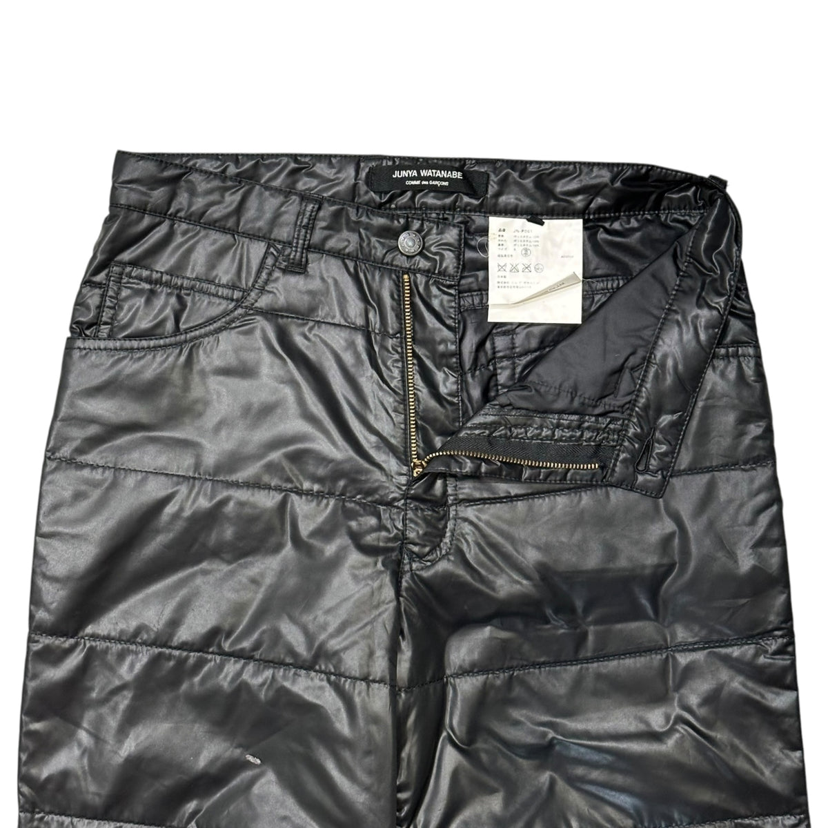 JUNYA WATANABE COMME des GARCONS(ジュンヤワタナベコムデギャルソン) 2004AW Padded Tapered Polyester Pants 中綿 テーパード ポリ パンツ JN-P061 S ブラック AD2004 00s アーカイブ