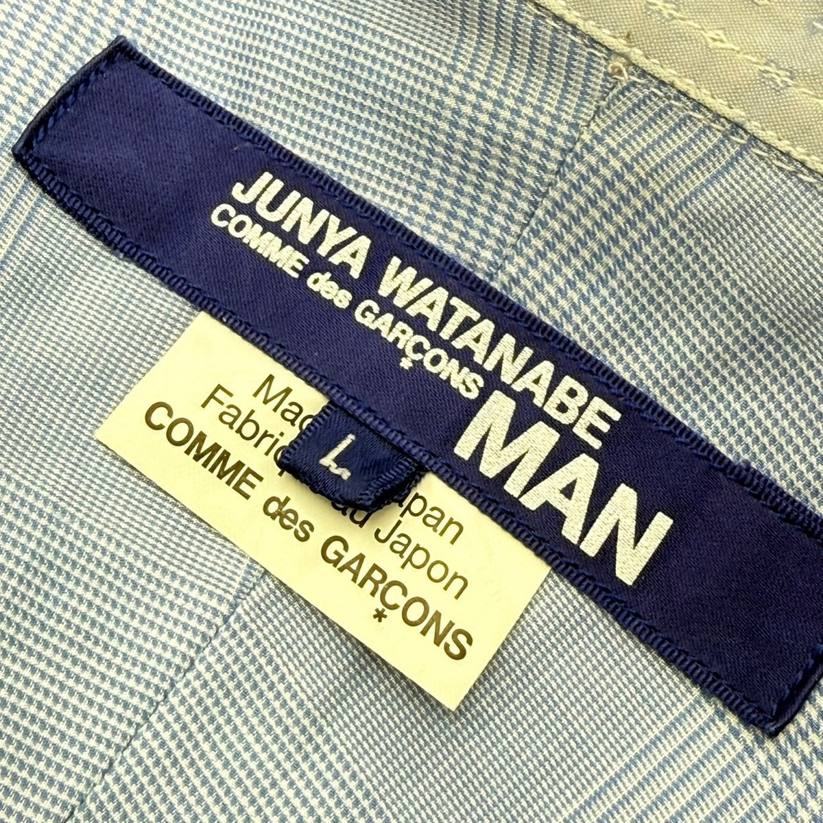 COMME des GARCONS JUNYA WATANABE MAN(コムデギャルソンジュンヤワタナベマン) 2016AW Contrast Sleeve Shirt 袖切替 刺繍 プリント シャツ WR-B016 L スカイブルー×ネイビー 長袖