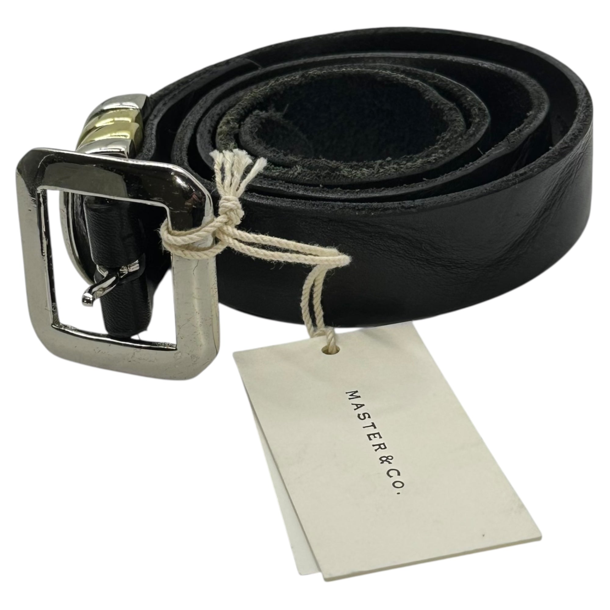 MASTER & Co.× Amanojak(マスターアンドコー × アマノジャク) Insulted Brass 4 Loop Square Buckle Belt 侮れ ブラス 4ループ スクエア バックル ベルト MC1354AJ 30 ブラック×ゴールド×シルバー 別注アイテム