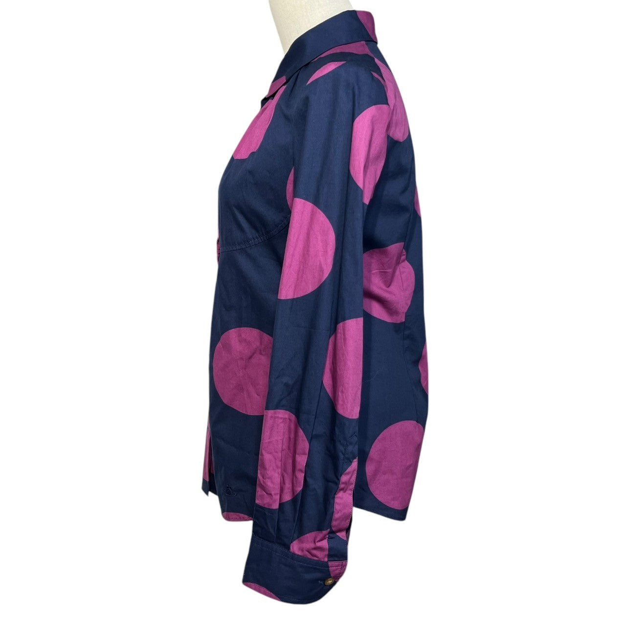 Vivienne Westwood RED LABEL(ヴィヴィアンウエストウッドレッドレーベル) round collar dot blouse shirt 丸襟 ドット ブラウス シャツ 357-01-87016 3(L) ネイビー×パープル