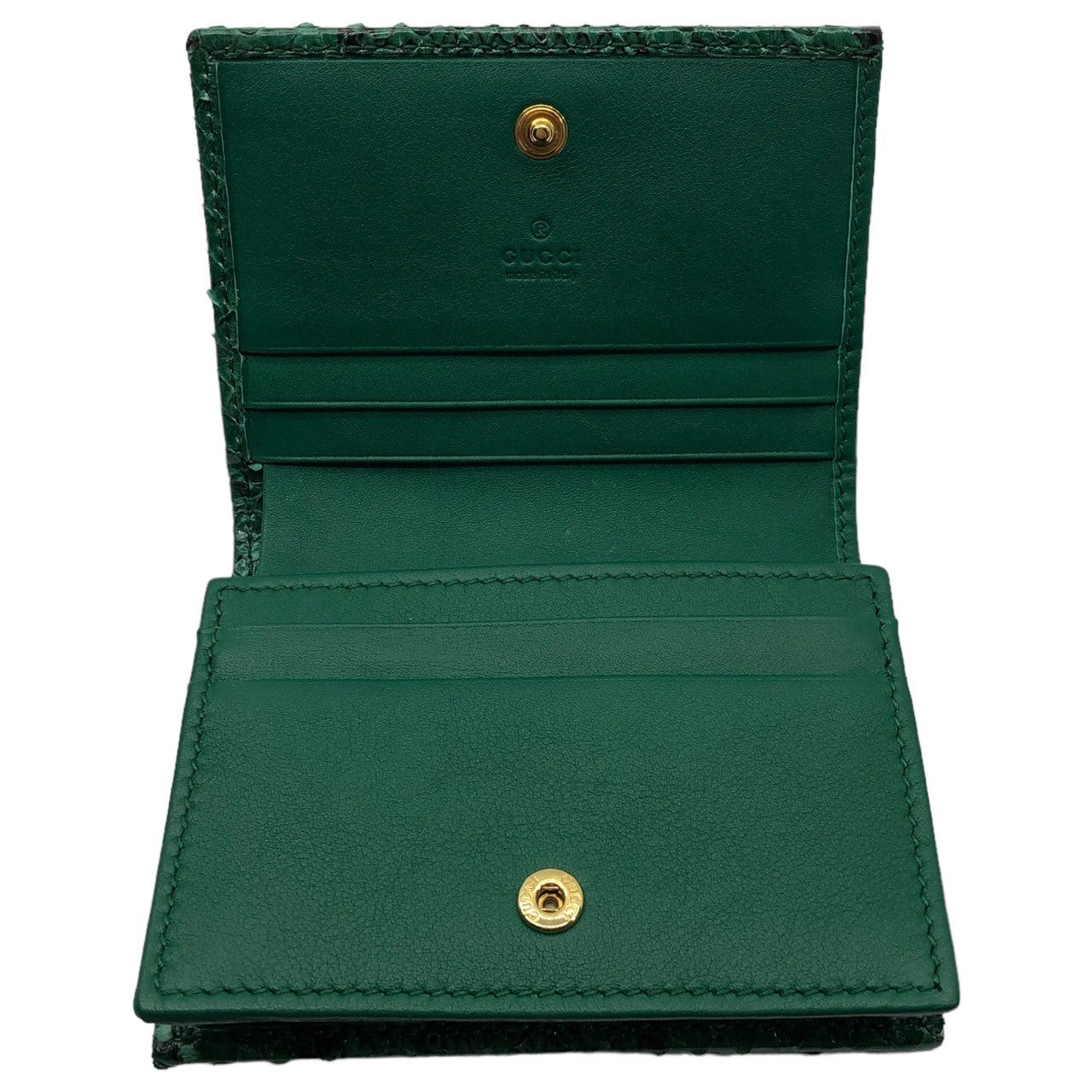 GUCCI(グッチ) GG marmont python leather compact wallet GG マーモント パイソン レザー コンパクト ウォレット 4561260・416 グリーン 購入証明書付