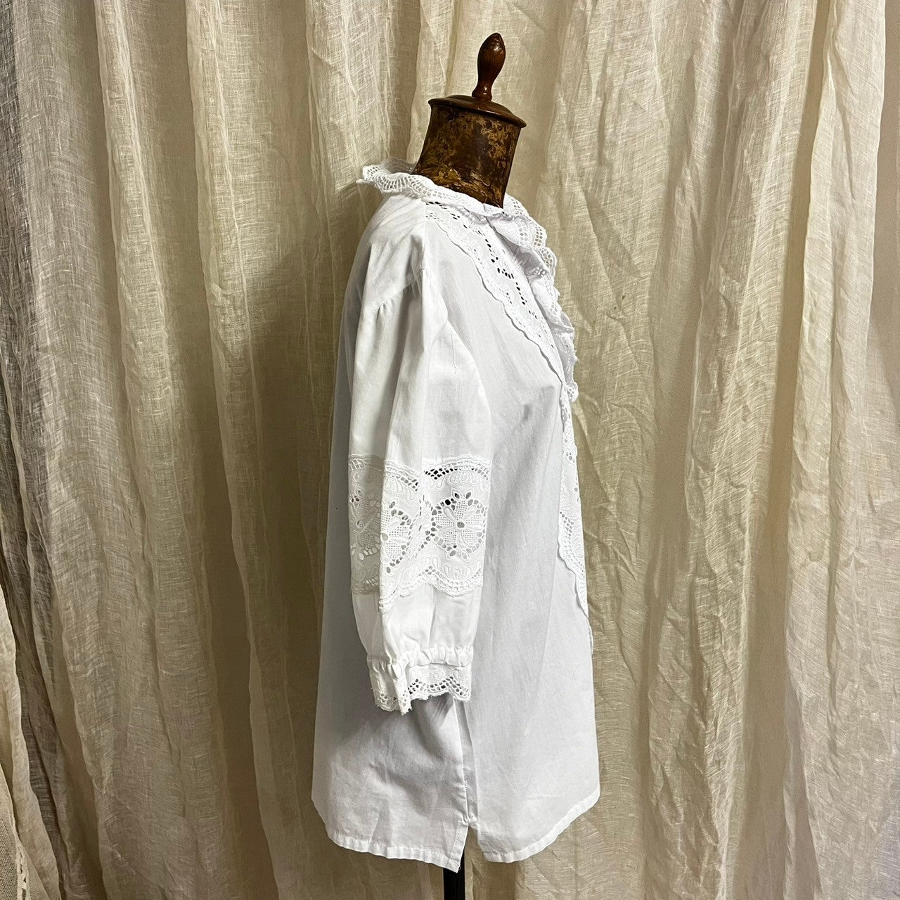 vintage(ヴィンテージ) 80~90's front frill short sleeve blouse フロントフリルショートブラウス 40(M~Lサイズ程度) ホワイト