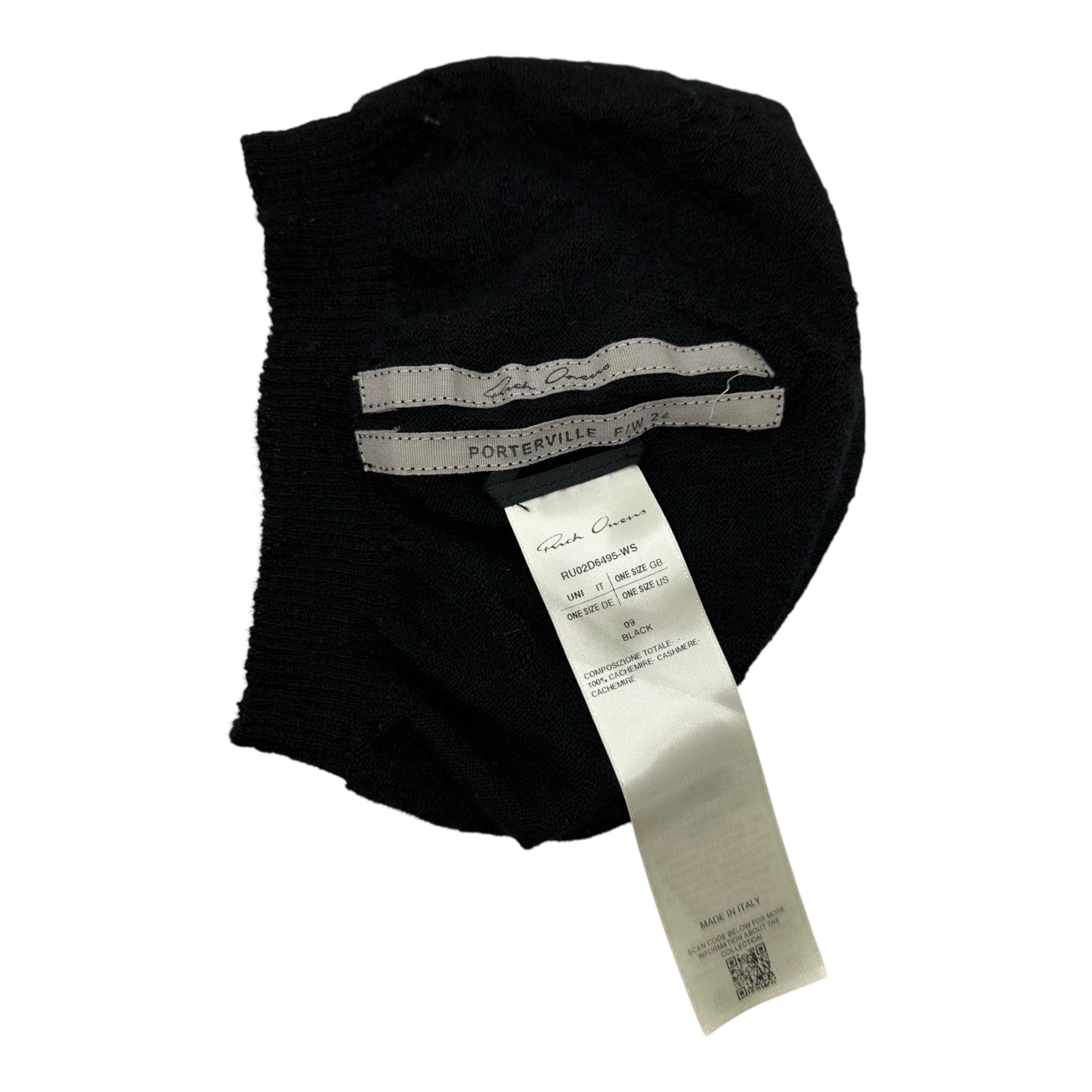 Rick Owens(リックオウエンス) 100% cashmere beanie knit hat カシミア100% ビーニー ニット帽 RU02D6495 WS ブラック