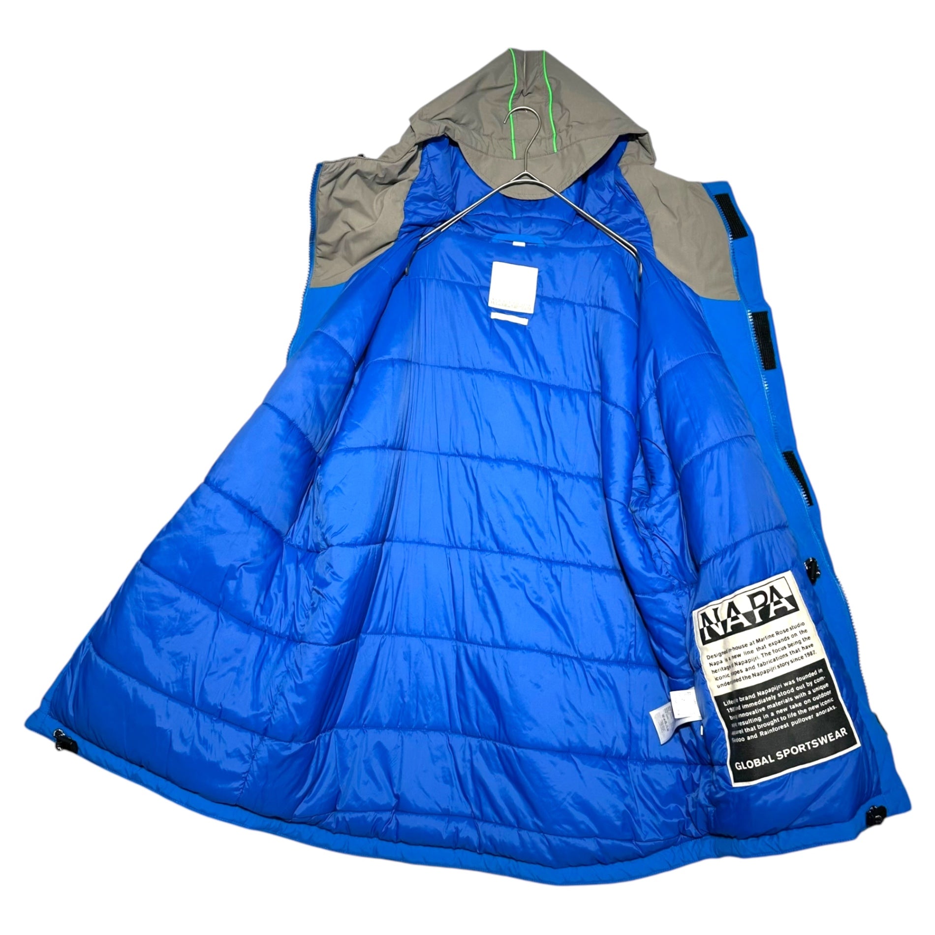 MARTINE ROSE×NAPAPIJRI(マーティン・ローズ×ナパピリ) 20AW double name hooded down jacket/フーデットダウンジャケット NP0A4EVO S ブルー