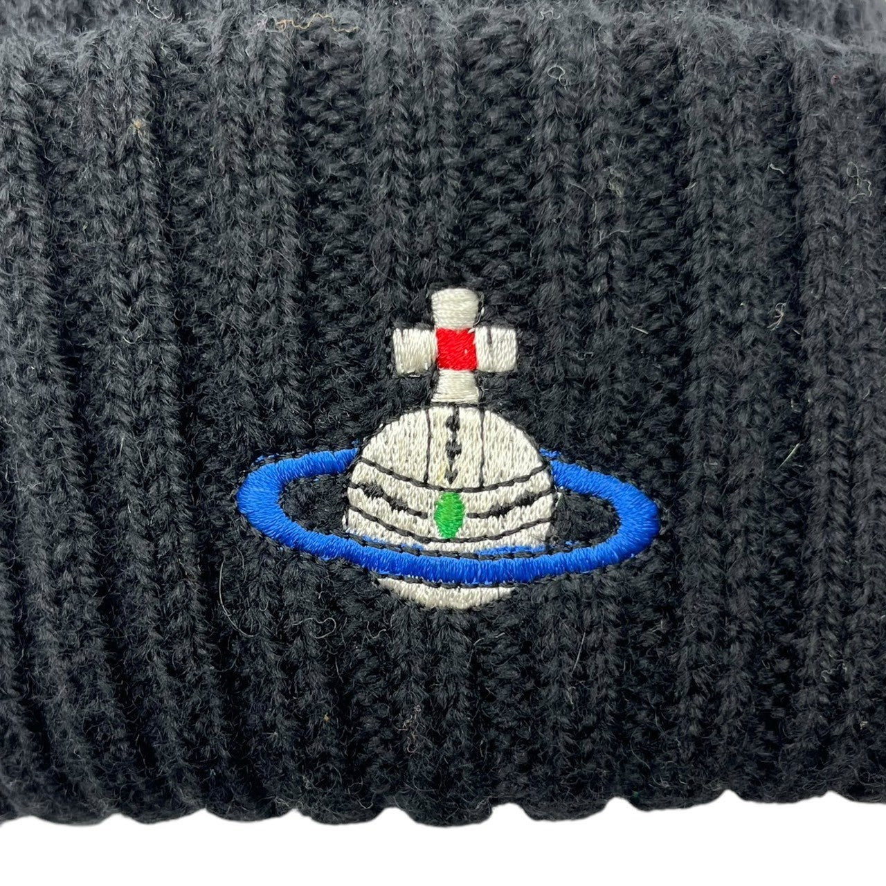 Vivienne Westwood MAN(ヴィヴィアンウエストウッドマン) Orb logo beanie オーブ ロゴ 刺繍 ニット帽 S ブラック