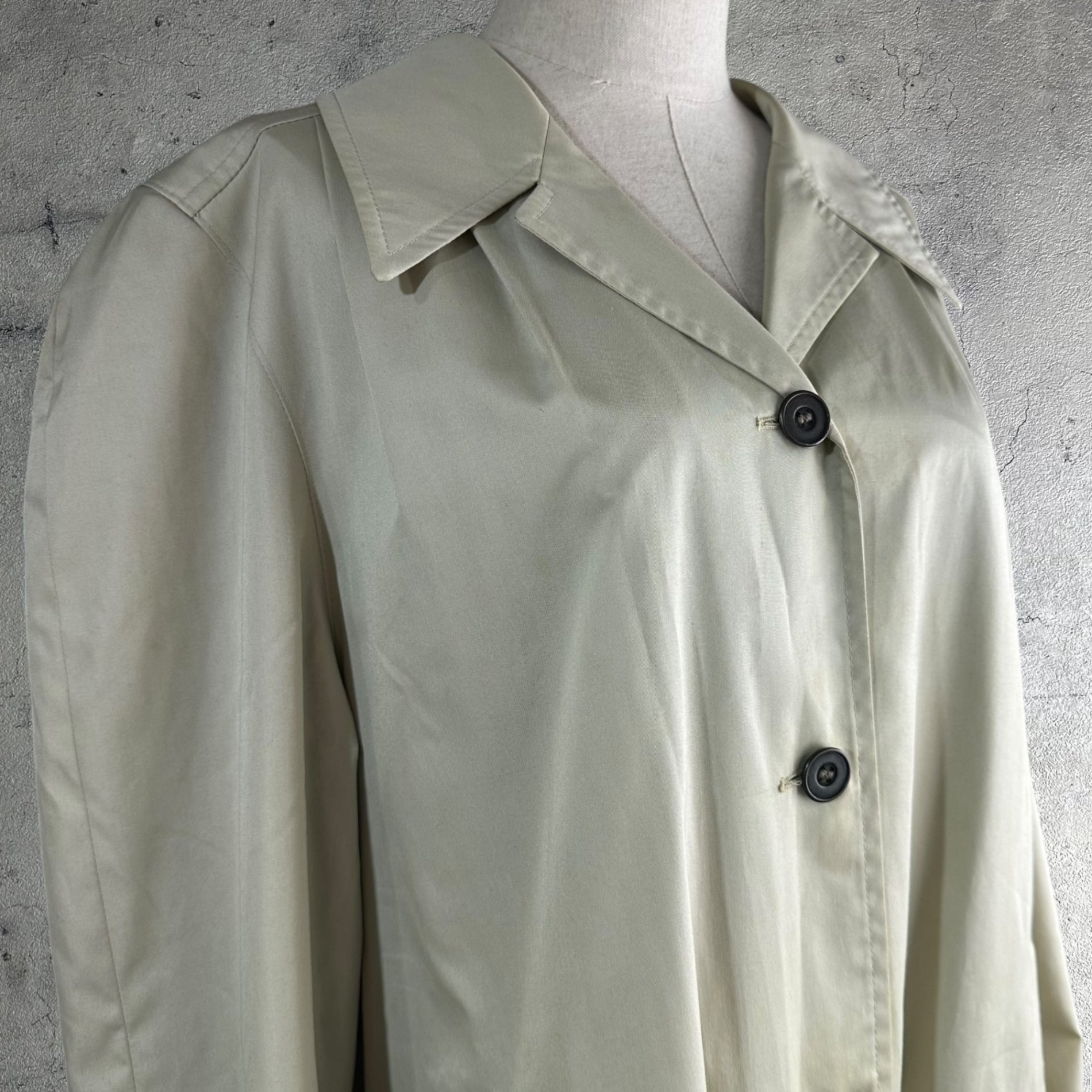 Euro vintage(ヨーロッパヴィンテージ) 70's~ trench over coat トレンチオーバーコート 42(L~XL程度) ペールグリーン / 色褪せ・小シミ有
