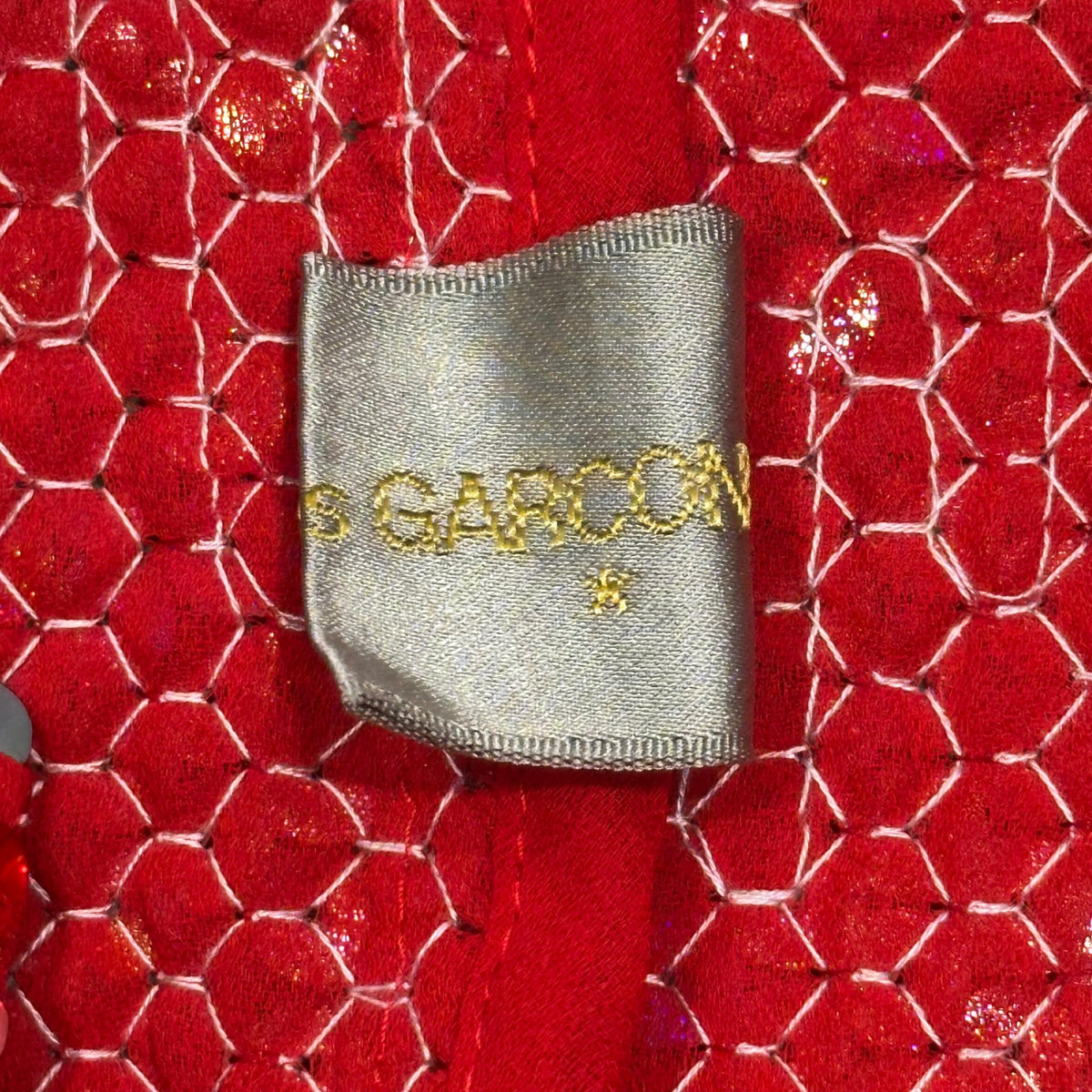 COMME des GARCONS(コムデギャルソン) 1999AW Sequin Collarless Cropped Jacket スパンコール ノーカラー ショートレングス ジャケット GJ-04014S FREE レッド AD1999 90s アーカイブ 稀少
