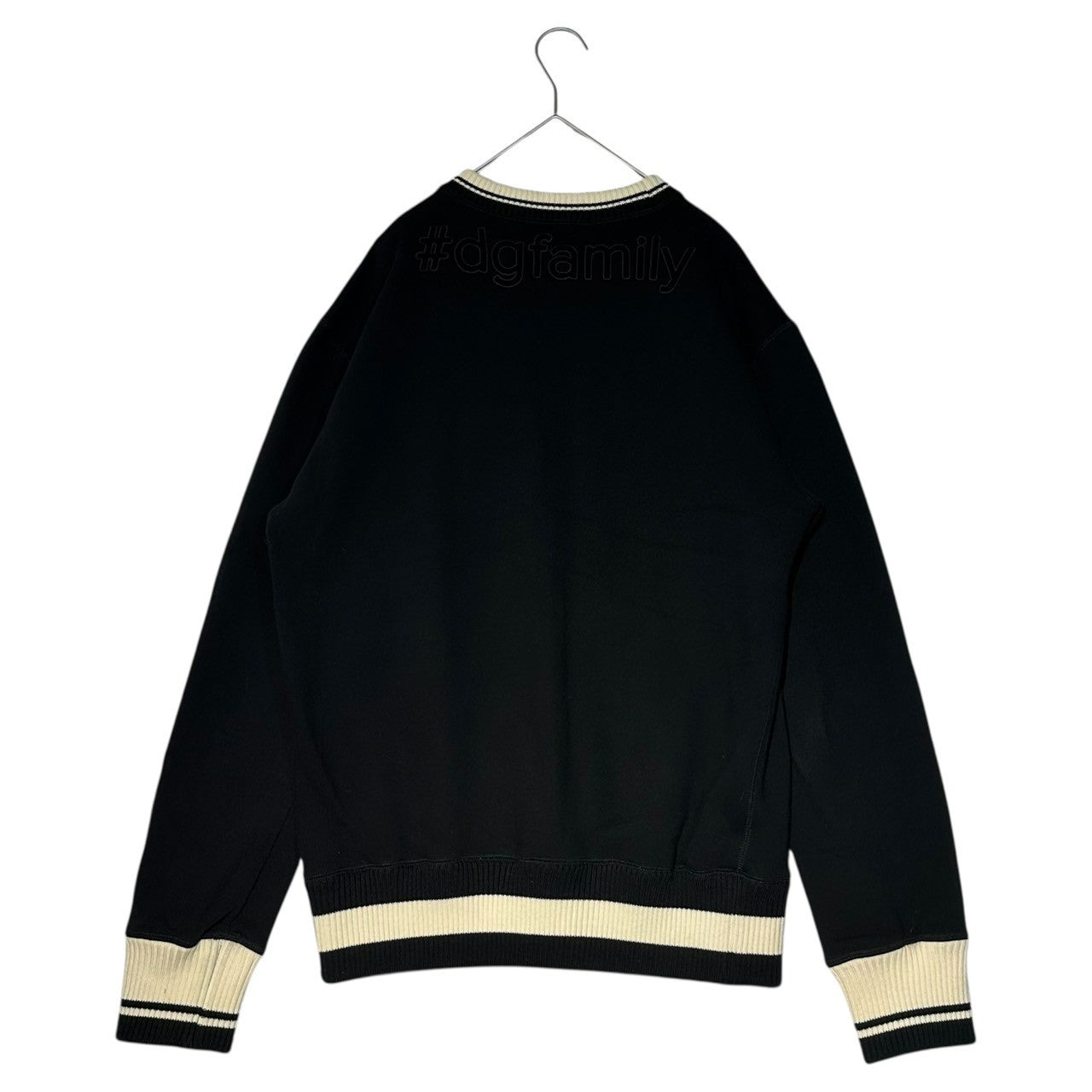 DOLCE&GABBANA(ドルチェ&ガッバーナドルガバ) ”#dgfamily” Face Leather Patch Sweatshirt フェイス レザー ワッペン スウェット G9JJ6Z G7LSY 46(S程度) ブラック