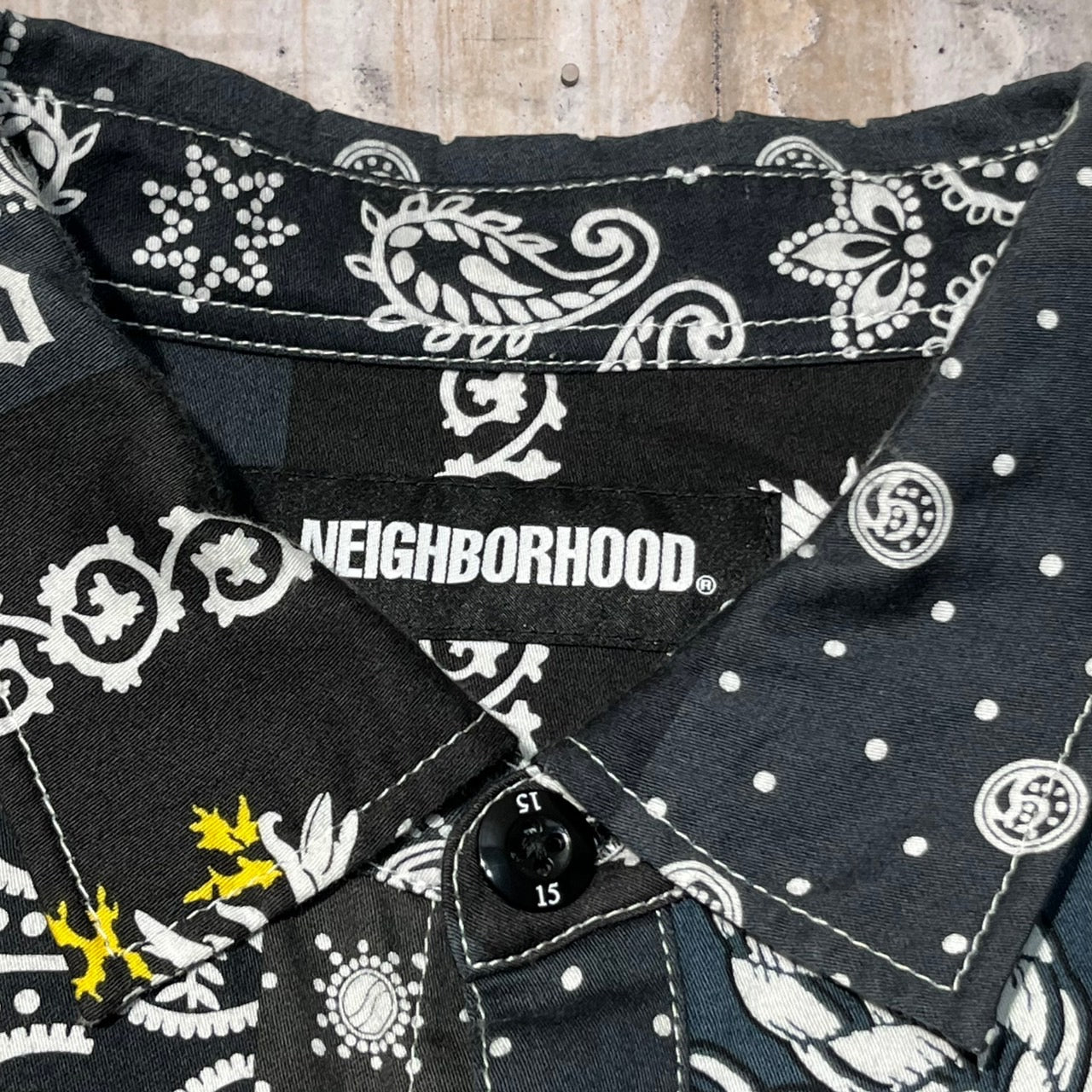 NEIGHBORHOOD(ネイバーフッド) 21SS NBHD BANDANA C-SHIRT/バンダナ柄シャツ 211TSNH-SHM10 L ブラック