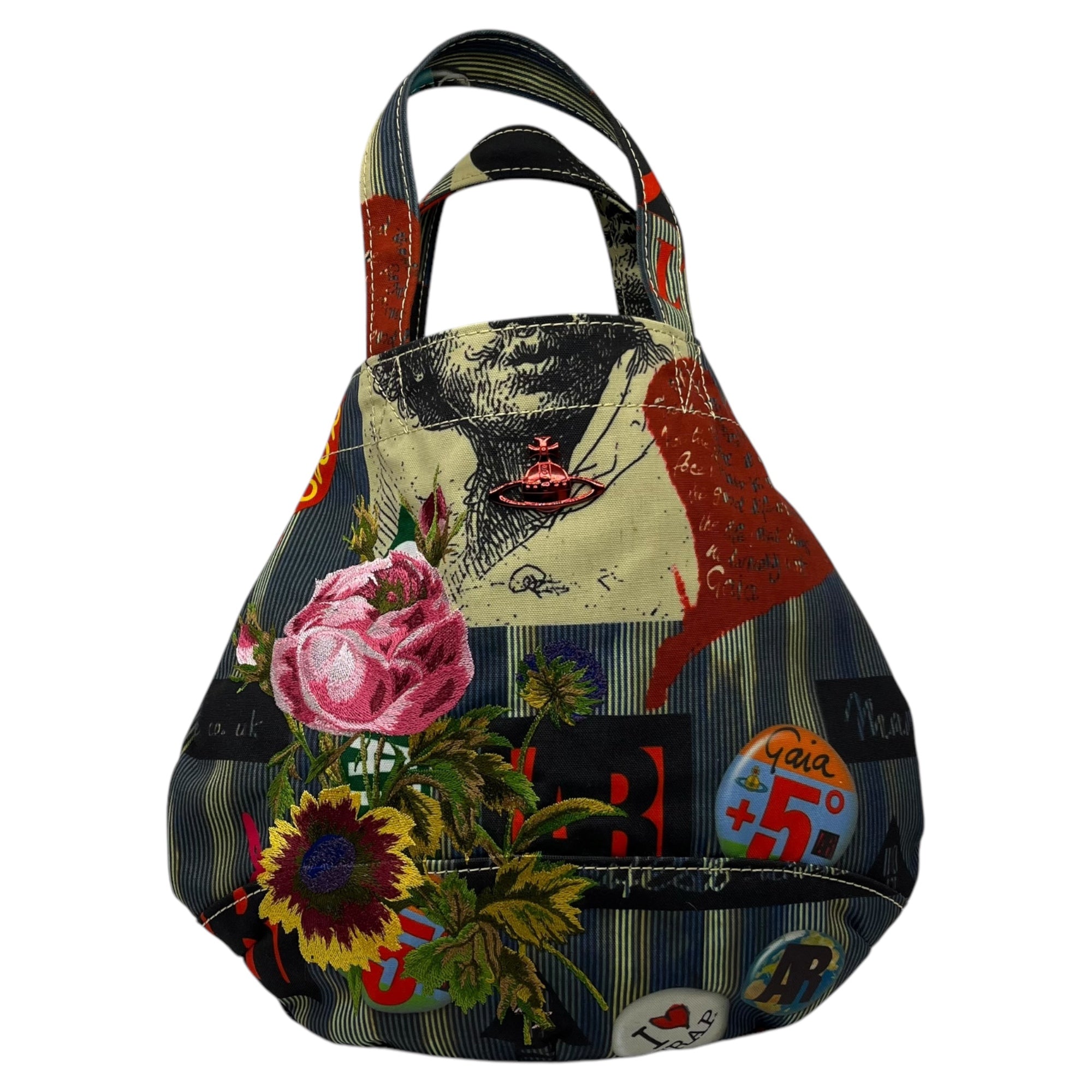 Vivienne Westwood ACCESSORIES(ヴィヴィアンウエストウッドアクセサリー) Anarchy Graphic Embroidery Orb Logo Tote アナーキー グラフィック 刺繍 オーブロゴ トート バッグ マルチ 花 ハンド