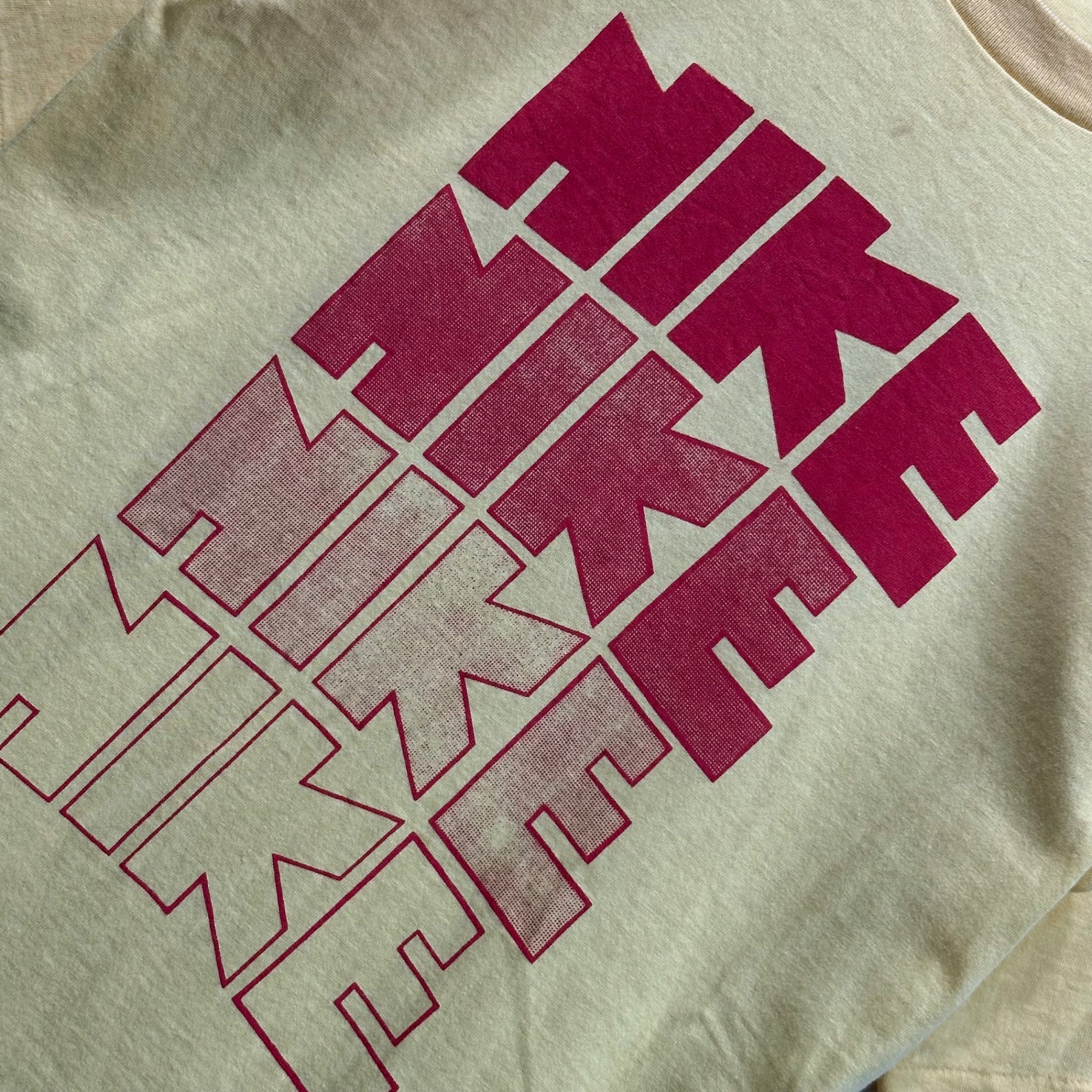 NIKE(ナイキ) 80's 4-tier logo print T-shirt ゴツ ナイキ 4段 プリント Tシャツ 表記無し(M程度) イエロー×レッド 80年代 オリジナル ヴィンテージ
