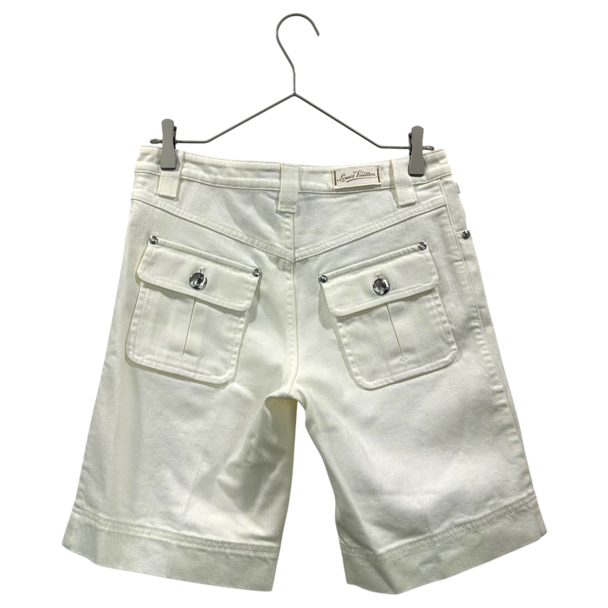 LOUIS VUITTON(ルイヴィトン) Monogram Embroidered White Denim Shorts モノグラム 刺繍 ホワイト デニム ショーツ PW091W WOPA03CKJ 38 ホワイト ショート ハーフ パンツ