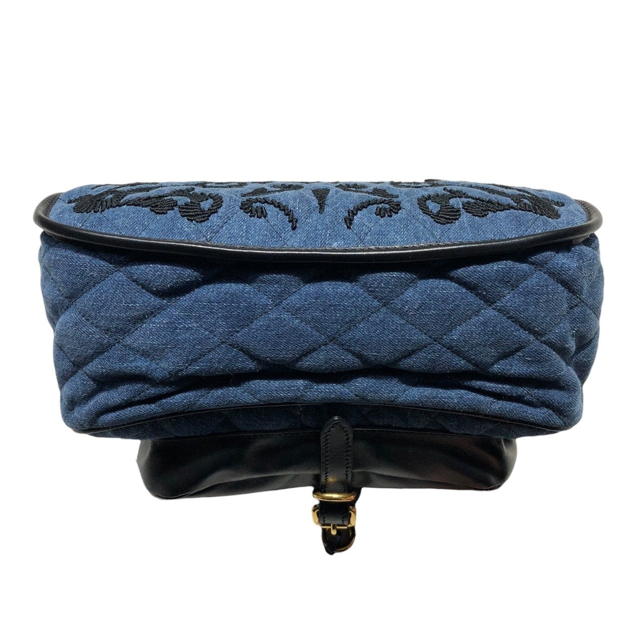 PRADA(プラダ) DENIM IMPUNTURA Shoulder bag デニム インプンチュラ ショルダー バッグ 1BD050 インディゴ×ブラック ギャランティカード付属