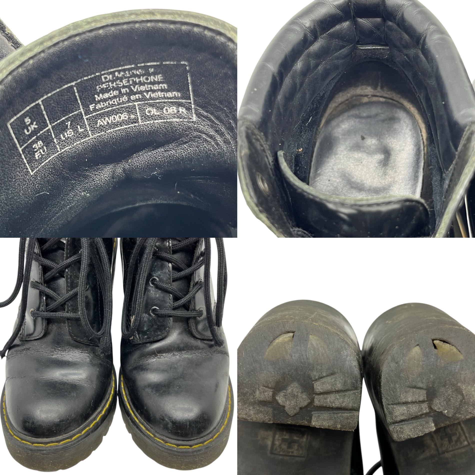 DR.MARTENS(ドクターマーチン) Patent leather 6 hole wide heel boots パテントレザー 6ホール ワイドヒール ブーツ UK5(24.0cm程度) ブラック