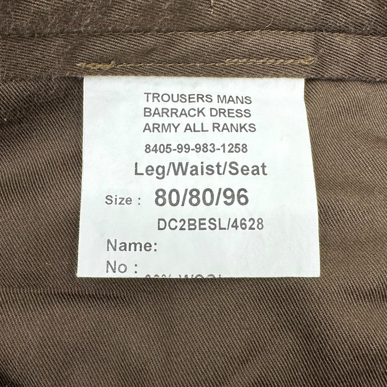 british army(イギリス軍) barrack dress trousers バラック ドレス トラウザーズ スラックス パンツ DC2BESL/4628 80 カーキ