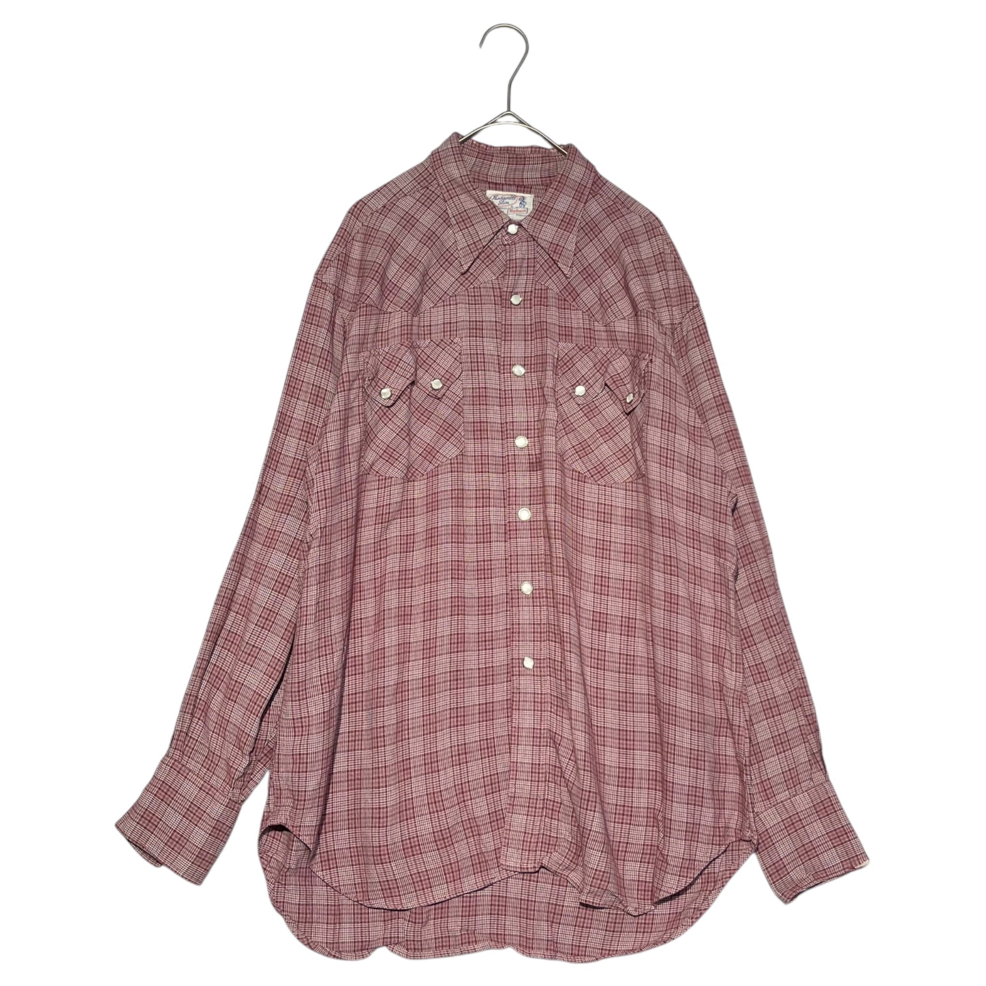 PANHANDLE SLIM(パンハンドルスリム) 60’s ~ 70's Vintage check western shirt ヴィンテージ レーヨン チェック ウエスタン シャツ 表記無し(S-M程度) ピンク×ホワイト 推定60年代~70年代