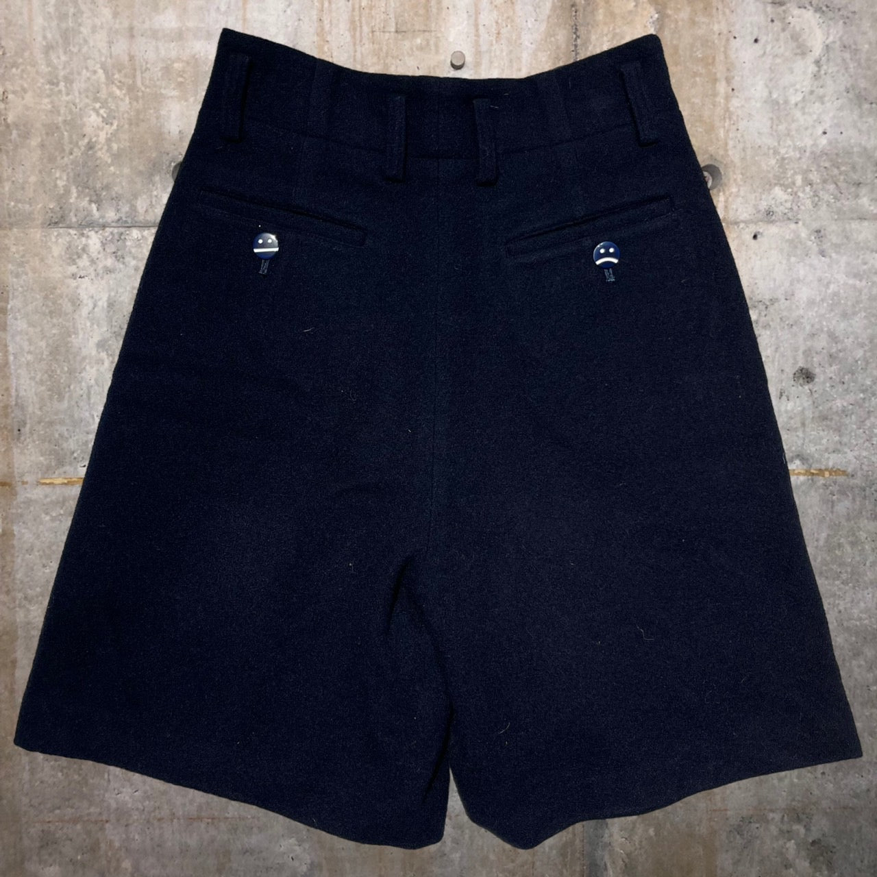 i.s. ISSEY MIYAKE(アイエス イッセイミヤケ) 90's hooded wool half pants set up/フーデットウールハーフパンツセットアップ IS14-FF014 M ネイビー