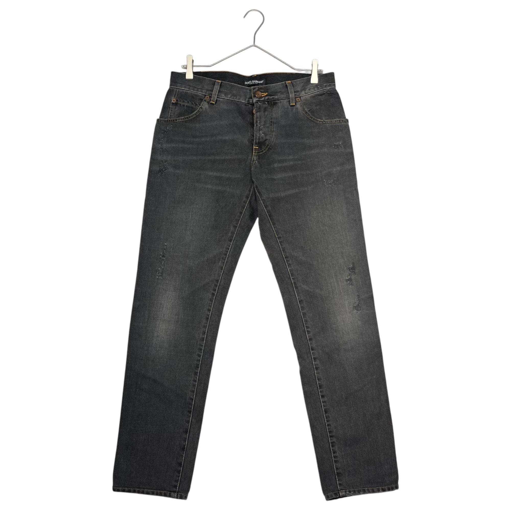 DOLCE&GABBANA(ドルチェ&ガッバーナドルガバ) Distressed slim denim pants ダメージ加工 スリム デニム パンツ G32KLP G8K77 46(M程度) ブラック