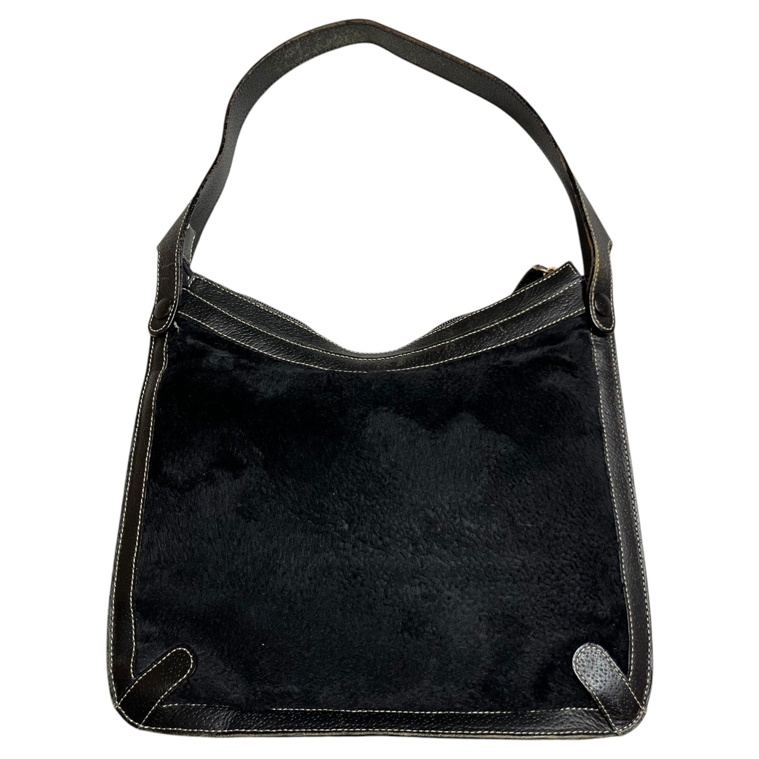 BALENCIAGA × ACE Co.Ltd(バレンシアガ × エース) Old Leather x Faux unborn calf one shoulder bag オールド レザー フェイク ハラコレザー ワンショルダー バッグ ブラック ライセンス商品(国内製造品)