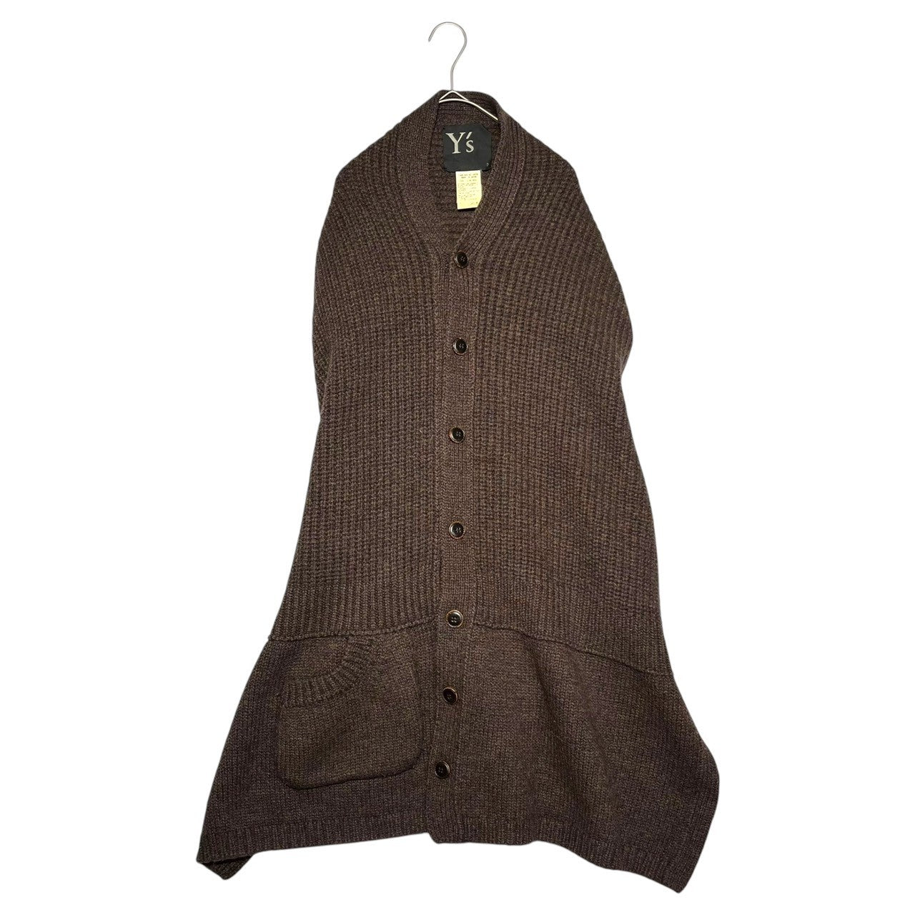 Y's(ワイズ) Old Long wool knit vest オールド ロング丈 ウール ニット ベスト YD-K22-156 2(M) ブラウン