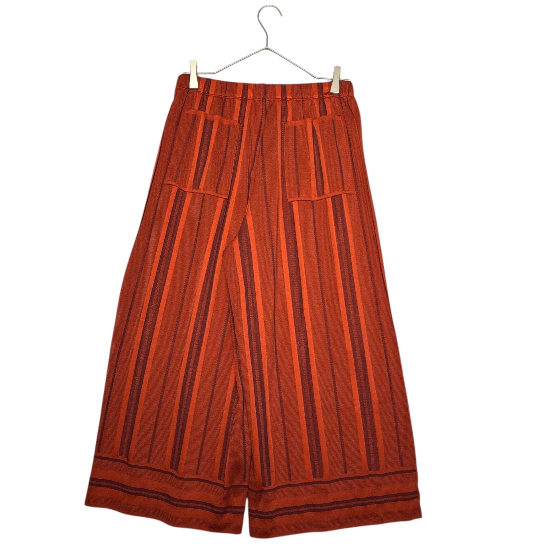 A-POC INSIDE PLEATS PLEASE ISSEY MIYAKE(エイポック インサイド プリーツプリーズ イッセイミヤケ) Thick stripe buttonless waist button cardigan wide pants setup 太ストライプ ボタンレス ウエストボタン カーディガン ワイドパンツ セットアップ TOP:PP93LA952 BOTTOM:PP93LF953 3(L程度) オレンジ